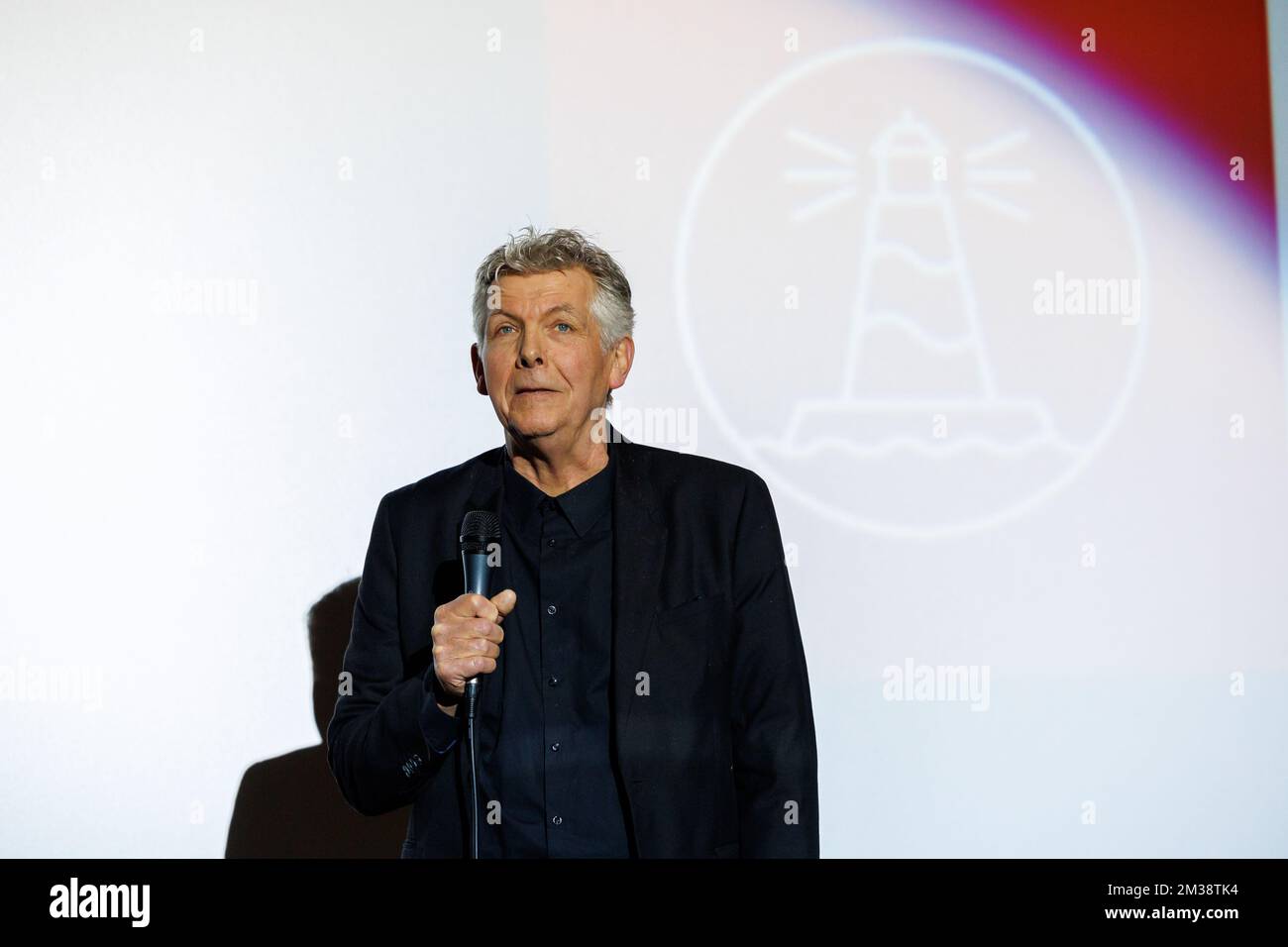 Il produttore cinematografico olandese Marc van Warmerdam ha illustrato durante la cerimonia di premiazione del Lifetime Achievement Award ai registi Van Warmerdam, in vista dell'avant-premiere del film 'Nr 10' al 14th° Festival cinematografico di Oostende, festival cinematografico di Oostende, martedì 08 marzo 2022. BELGA FOTO KURT DESPLENTER Foto Stock