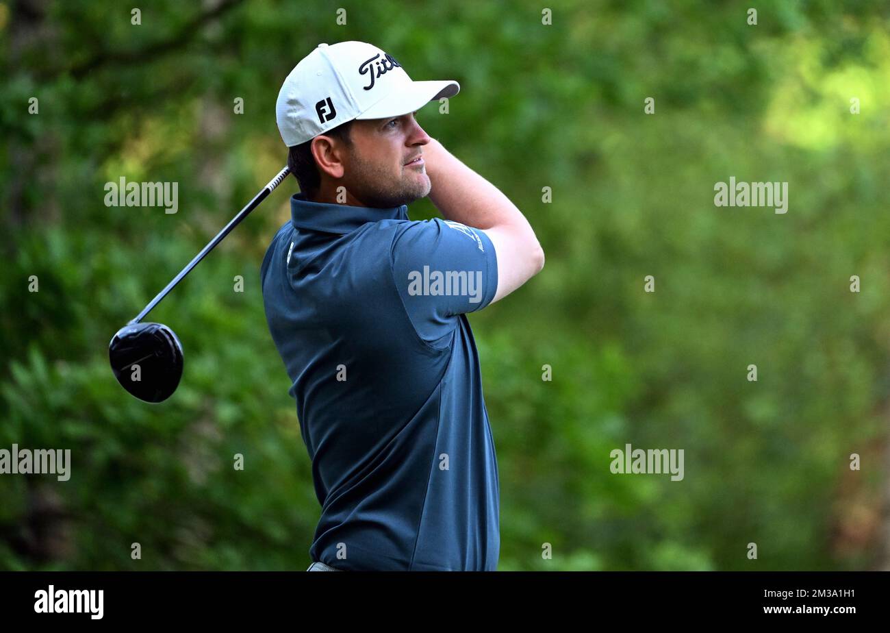 L'Austria Bernd Wiesberger ha ritratto in azione durante il primo round del torneo di golf Soudal Open, a Schilde, giovedì 12 maggio 2022. Il Soudal Open, torneo del DP World Tour, si svolge in Belgio dal 12 al 15 maggio. FOTO DI BELGA DIRK WAEM Foto Stock