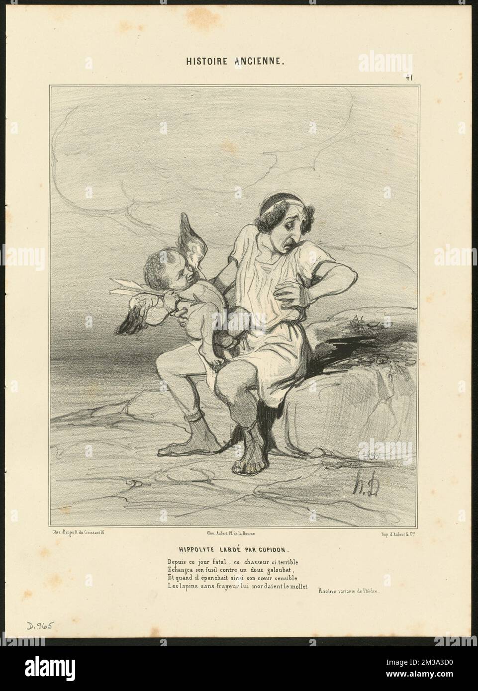 Hippolyte lardé par Cupidon. Honoré Daumier (1808-1879). Litografie Foto Stock