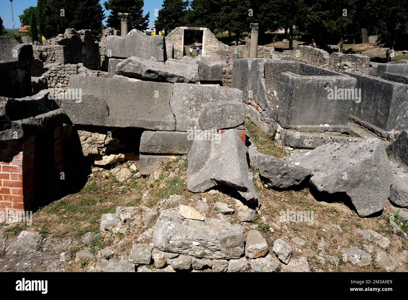 Rovine romane nell'ex città di Salona in Croazia Foto Stock