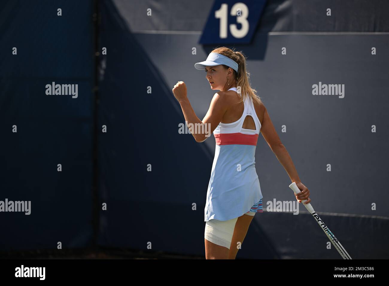 Il belga Maryna Zanevska festeggia dopo aver segnato durante la partita tra il belga Zanevska e il russo Kudermetova, nel secondo round del torneo femminile di single, al torneo di tennis US Open Grand Slam, a Flushing Meadow, a New York City, USA, mercoledì 31 agosto 2022. FOTO DI BELGA TONY BEHAR Foto Stock
