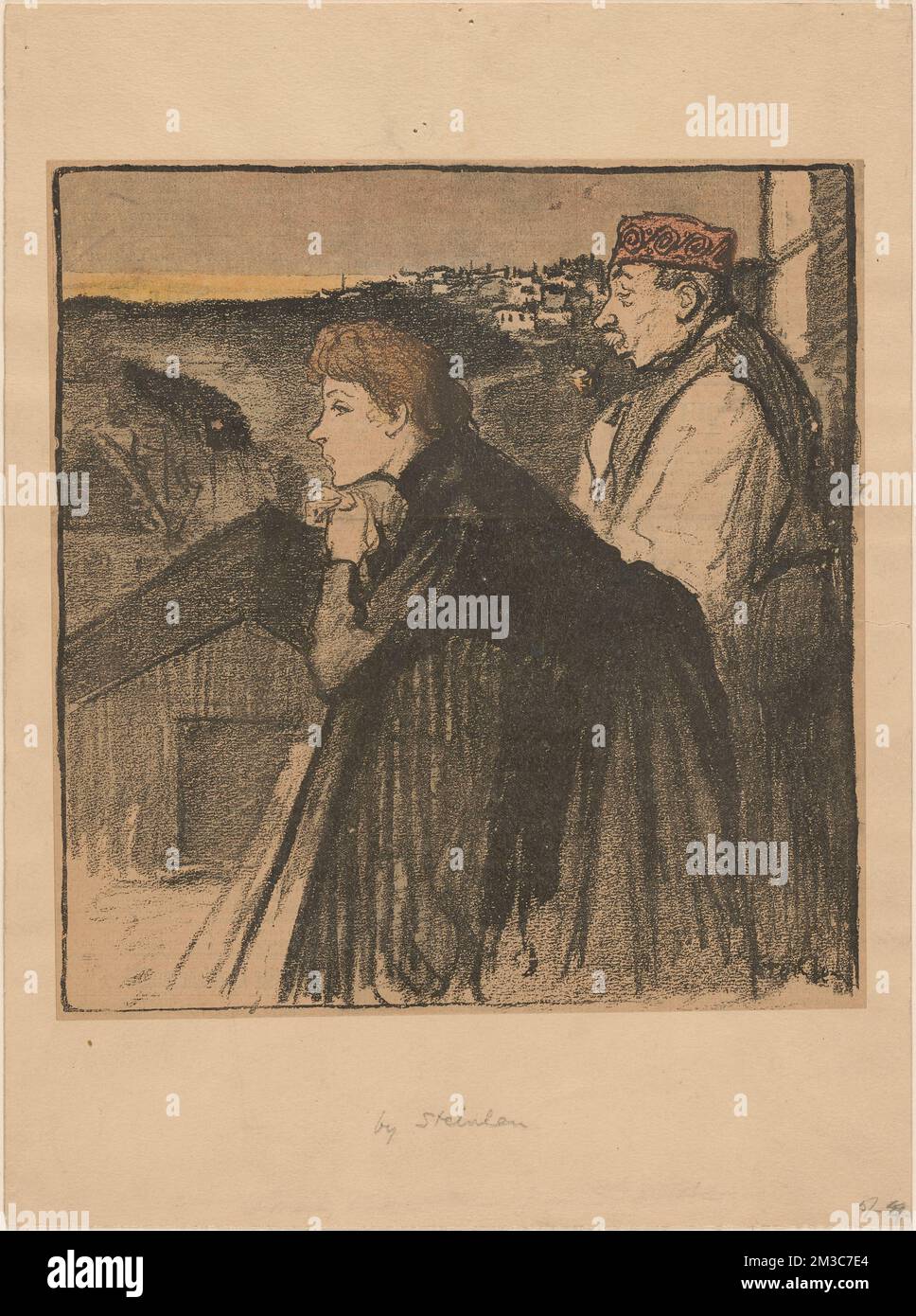 L'Idéal qui passe , balconi, stelle. Théophile Alexandre Steinlen (1859-1923). Litografie Foto Stock