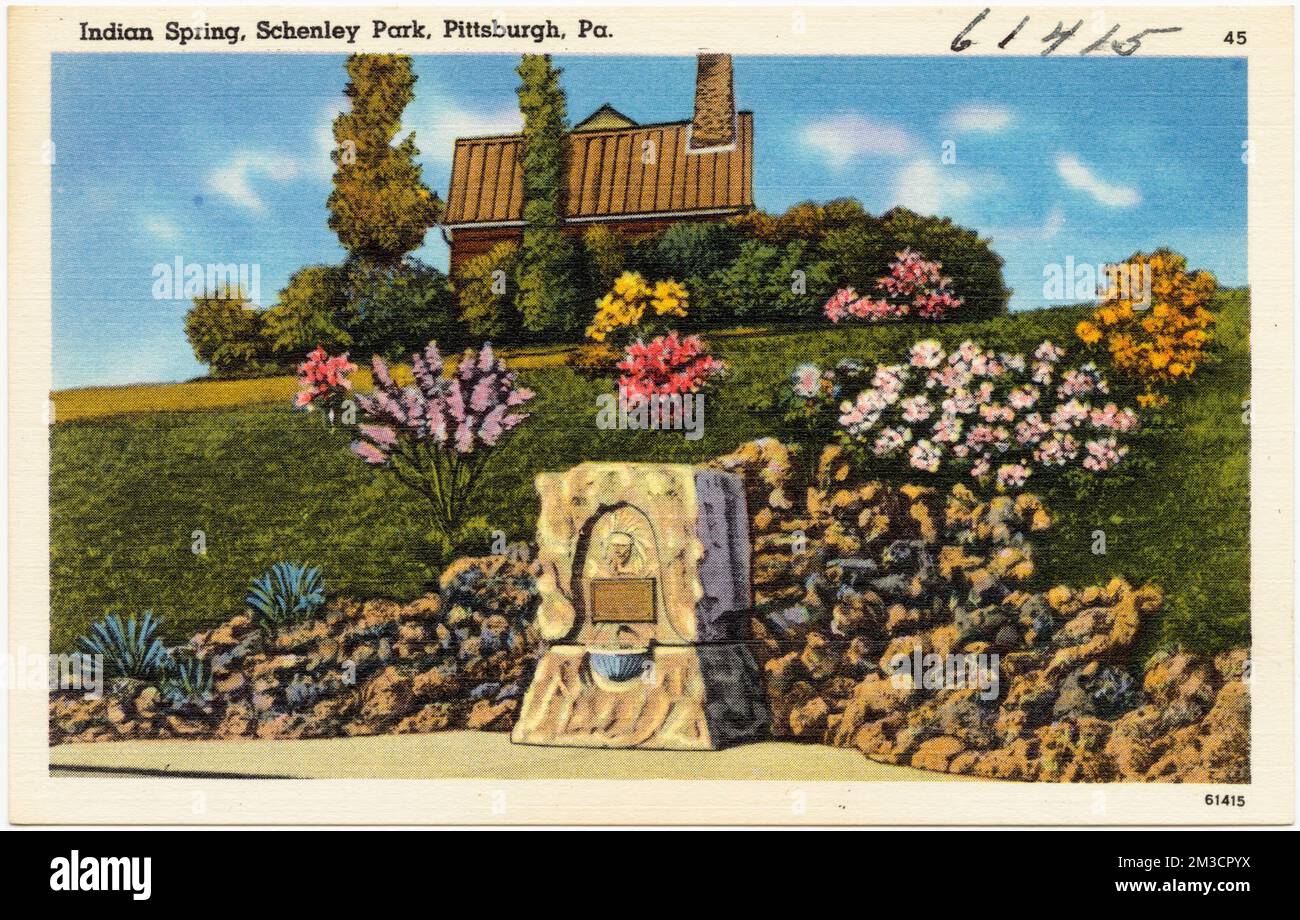 Indian Spring, Schenley Park, Pittsburgh, Pa. , Parks, Tichnor Brothers Collection, cartoline degli Stati Uniti Foto Stock