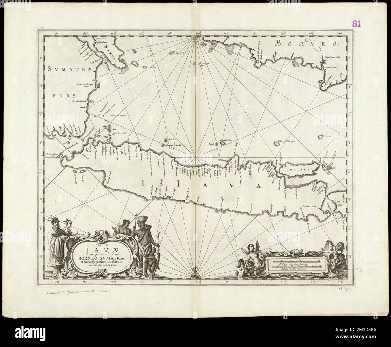 Insulae Iavae, cum parte insularum Borneo Sumatrae, et circumjacentum insularum novissima delineatio , Java Indonesia, carte geografiche, prime opere di Norman B. Leventhal Map Center Collection 1800 Foto Stock