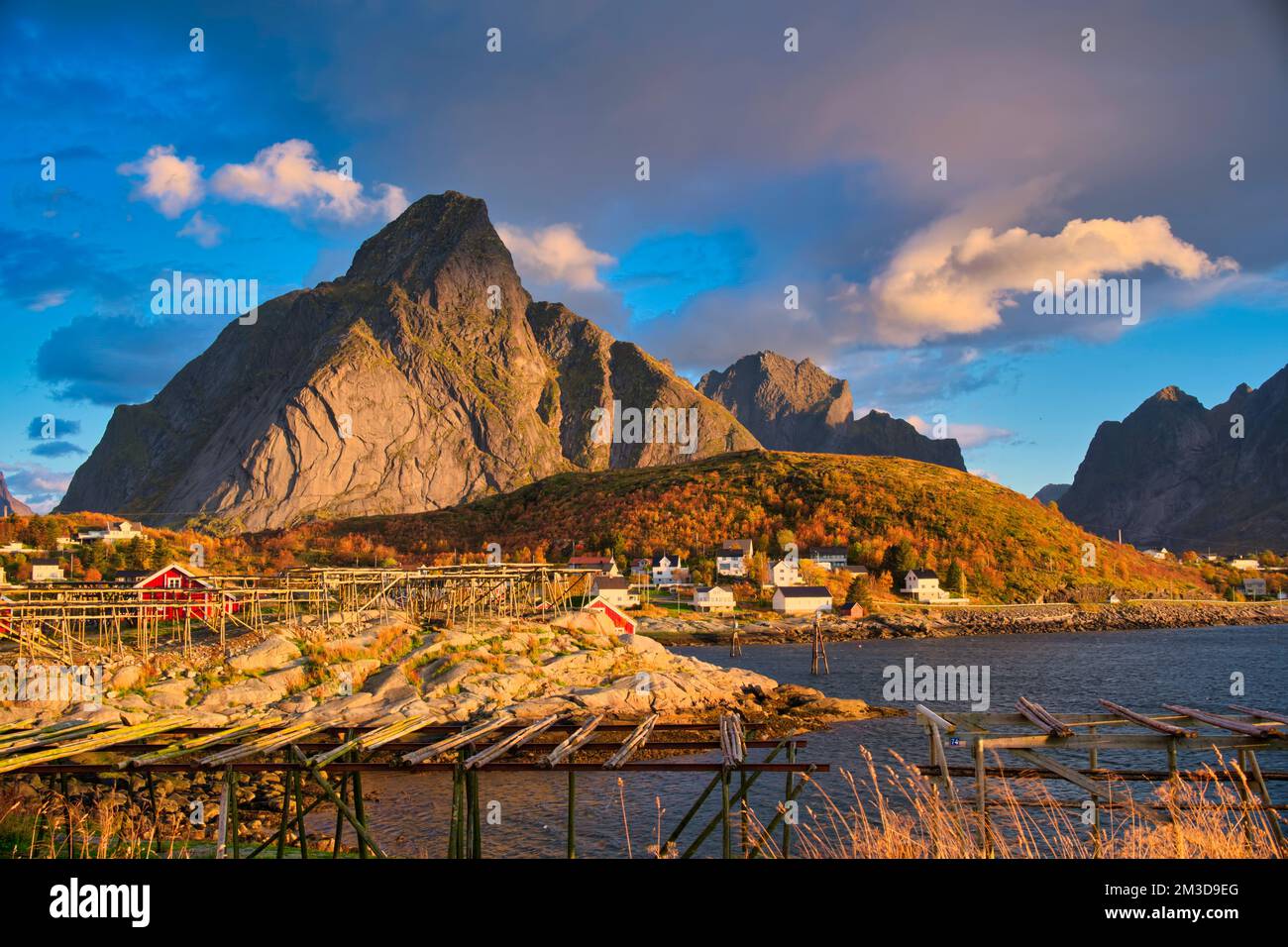 Location:67° 56' 6,13' N, 13° 5' 27,87' e taken @Reine, Norway Reine ytre havn, Marken V, Reine, Moskenes, Nordland, 8390, Norvegia Foto Stock