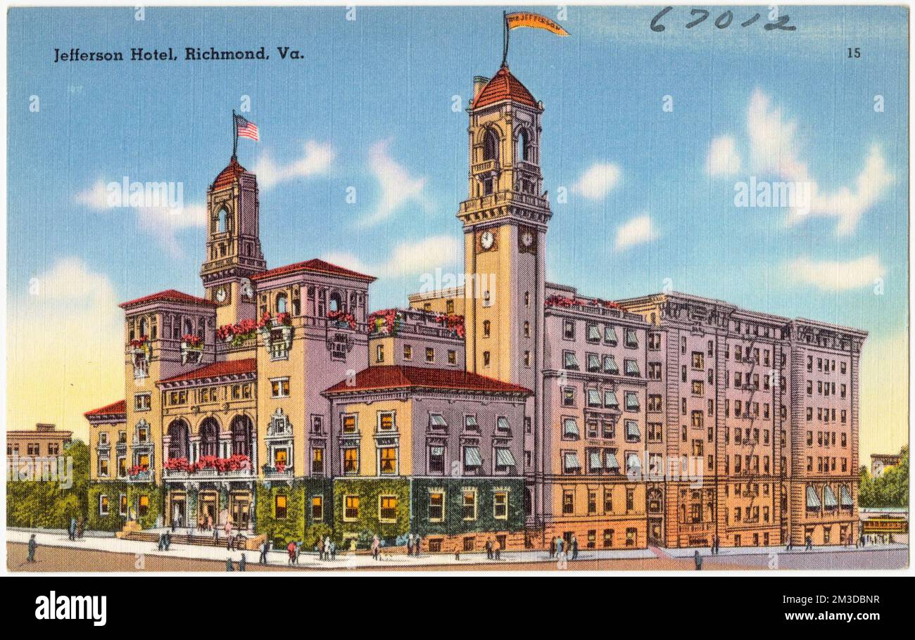 Jefferson Hotel, Richmond, Virginia , Hotels, Tichnor Brothers Collection, cartoline degli Stati Uniti Foto Stock