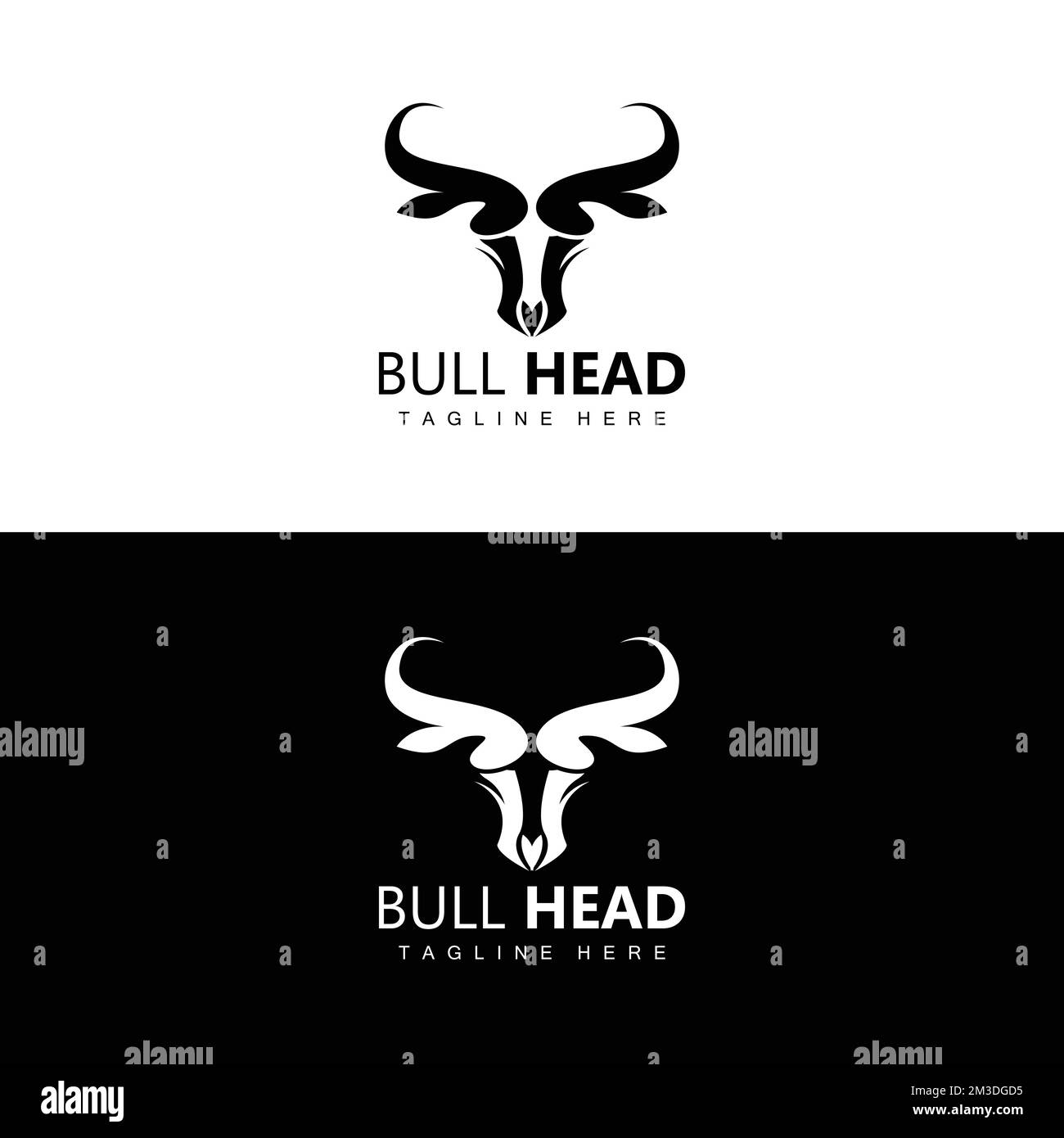Logo della testa di bue, vettore animale da fattoria, illustrazione del bestiame, icona del marchio aziendale Illustrazione Vettoriale