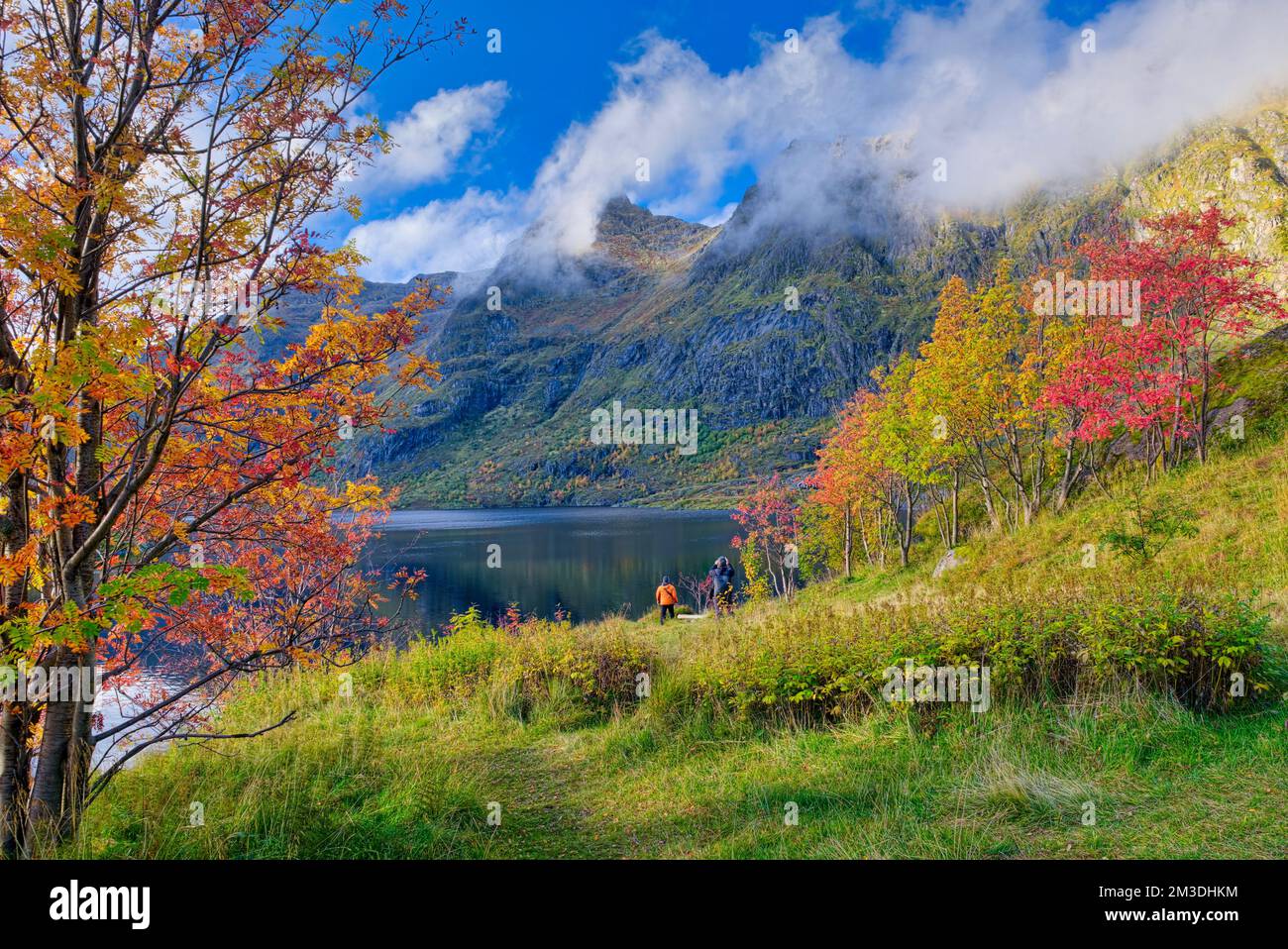 Preso @Ågvatnet, Norvegia Å i Lofoten Å-gården, Sørvågen, Moskenes, Nordlan Locatioon: 67° 52' 48,26' N, 12° 58' 49,64' e Foto Stock