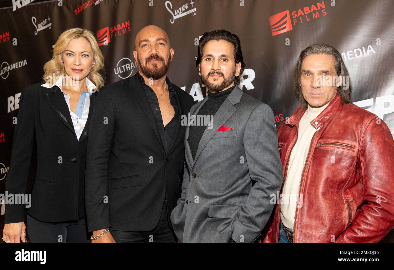 Hollywood, California, Stati Uniti. 14th Dec, 2022. Kristanna Loken, R. Ellis Frazier, Paul Sidhu, Gary Daniels partecipano al Saban Films Special Screening of action thriller 'REPEATER' al Cineleounge Hollywood, Hollywood, CA Dicembre 14 2022 Credit: Eugene Powers/Alamy Live News Foto Stock