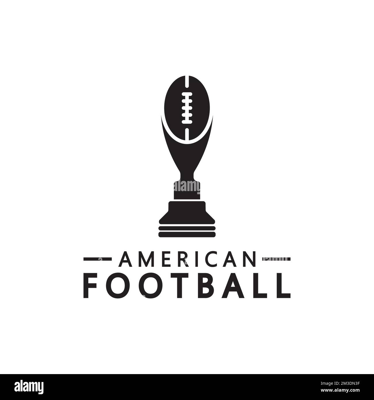 Vincitore American Football Championship Trophy Logo Design modello icona vettoriale. Trofeo di football americano per il premio del vincitore Illustrazione Vettoriale