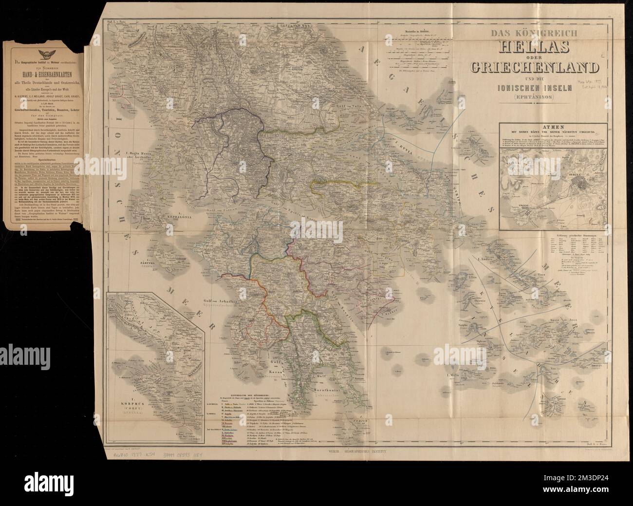 Das Königreich Hellas oder Griechenland und die Ionischen Inseln (Ephtánisos) , Grecia, Mappe Norman B. Leventhal Map Center Collection Foto Stock