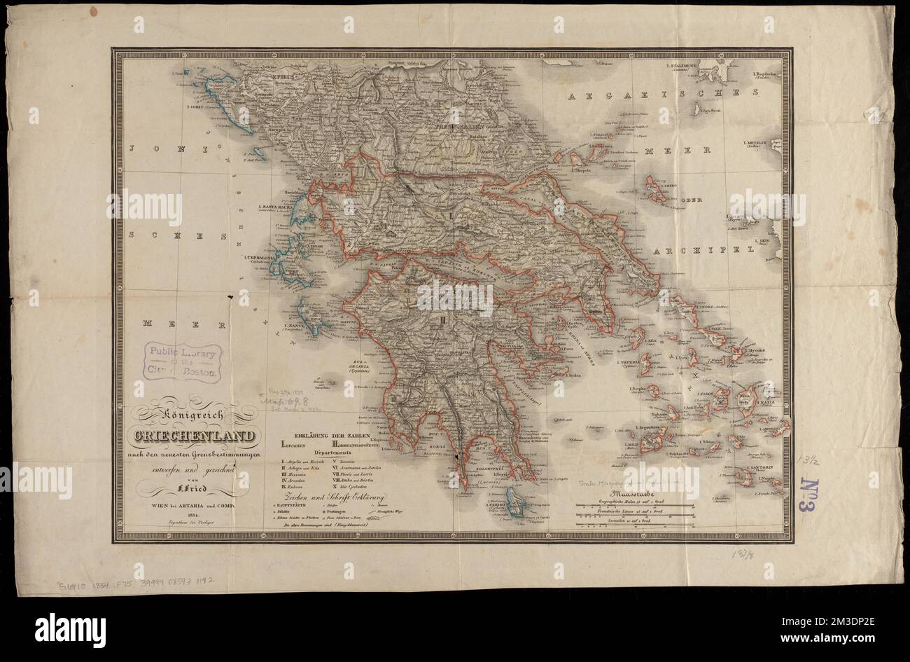 Königreich Griechenland nach den neuesten grenzbestimmungen , Grecia, Mappe Norman B. Leventhal Map Center Collection Foto Stock