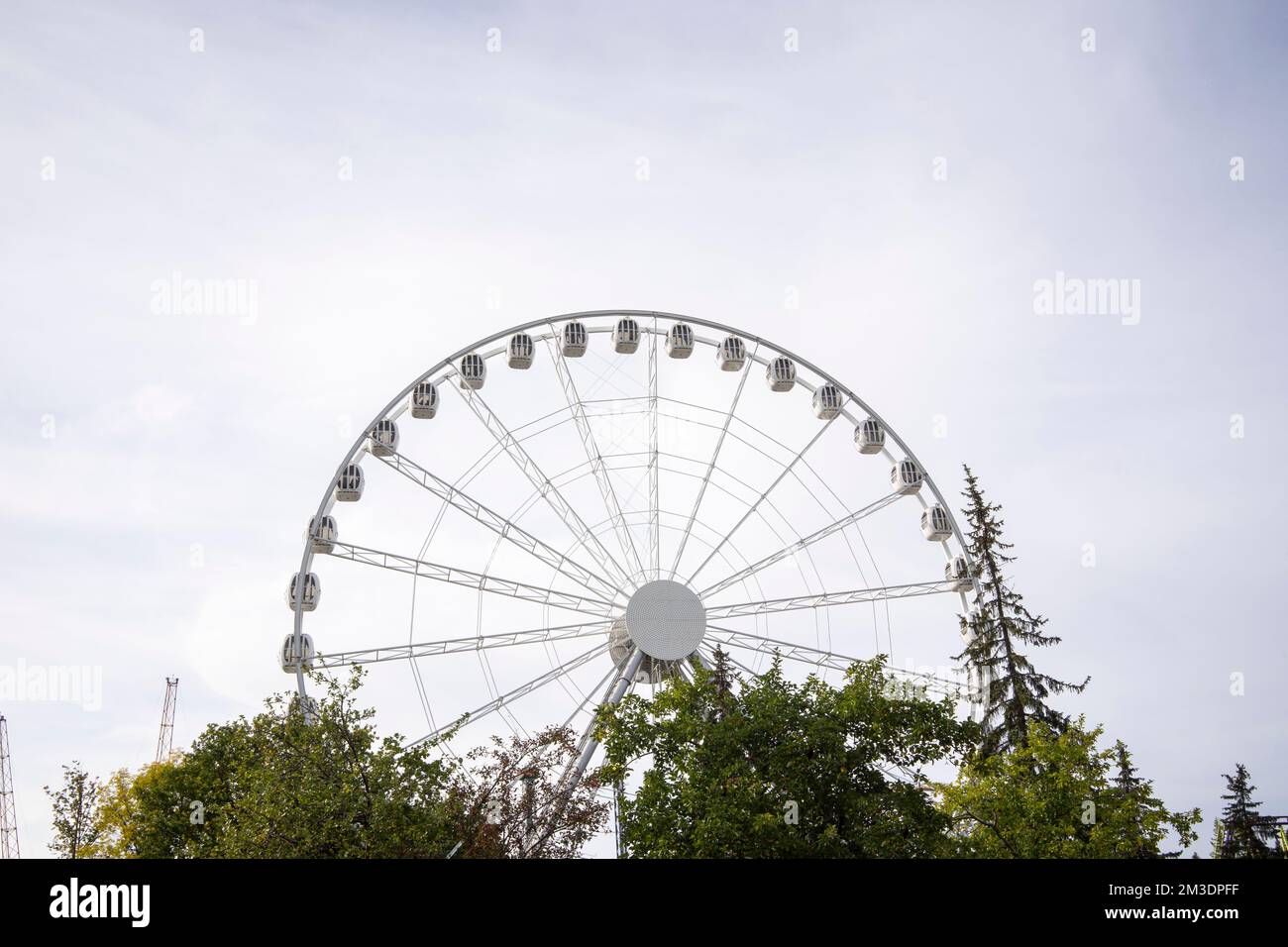 I traghetti ruotano nel parco sopra il cielo Foto Stock