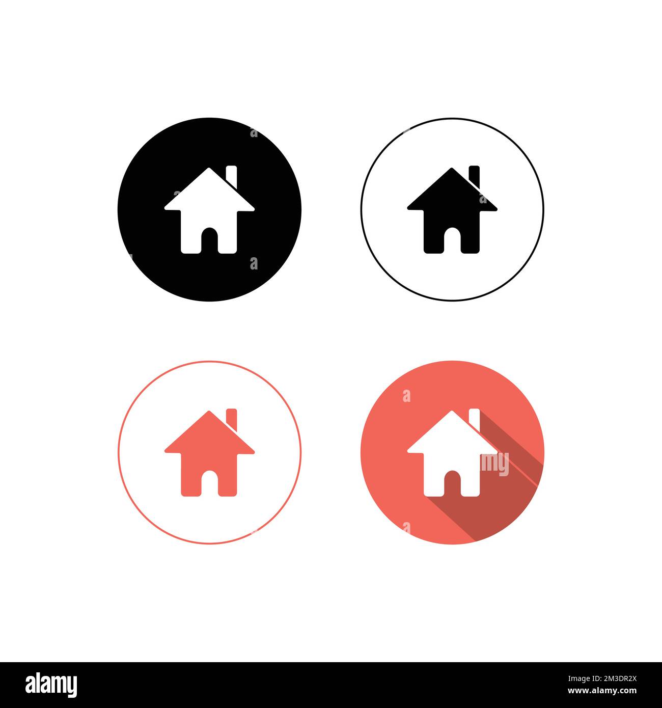 Il set di icone della casa è ideale per una varietà di applicazioni. Icona soggiorno a casa in 4 stili in formato vettoriale su sfondo bianco. Illustrazione Vettoriale