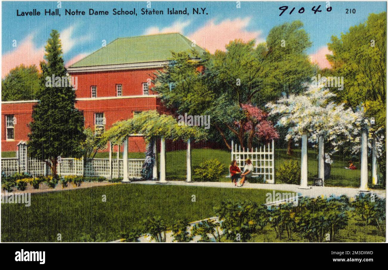 Lavelle Hall, Notre Dame School, Staten Island, N. Y., Scuole, Tichnor Brothers Collection, cartoline degli Stati Uniti Foto Stock