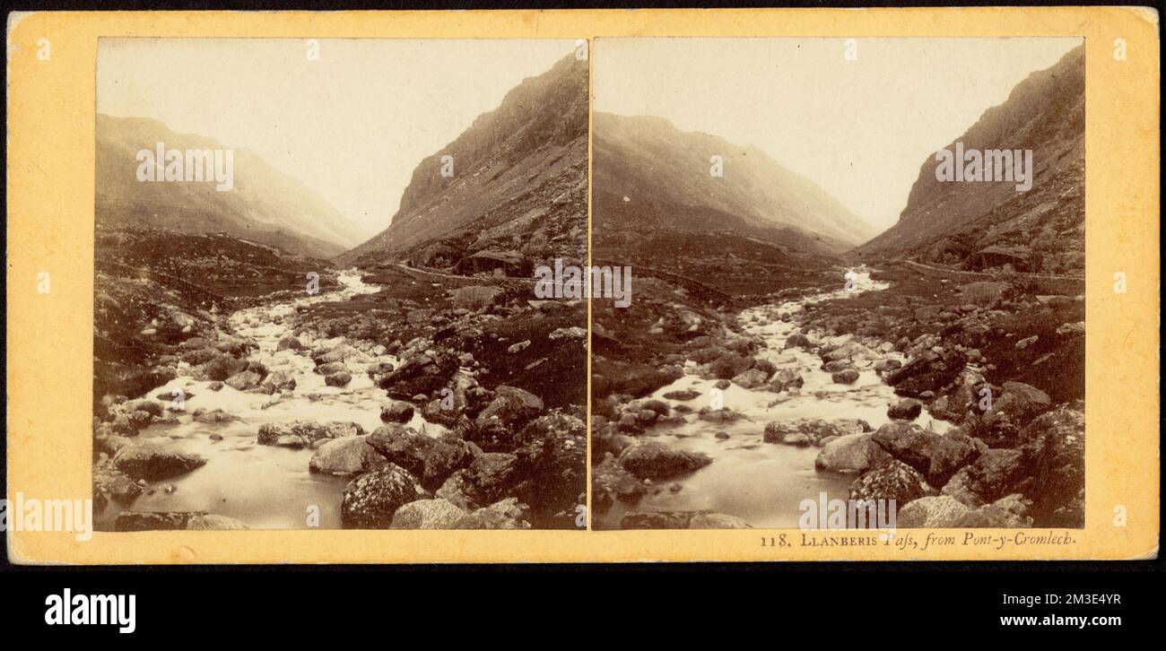 Passo di Llanberis, da Pont-y-Cromlech , fiumi Foto Stock