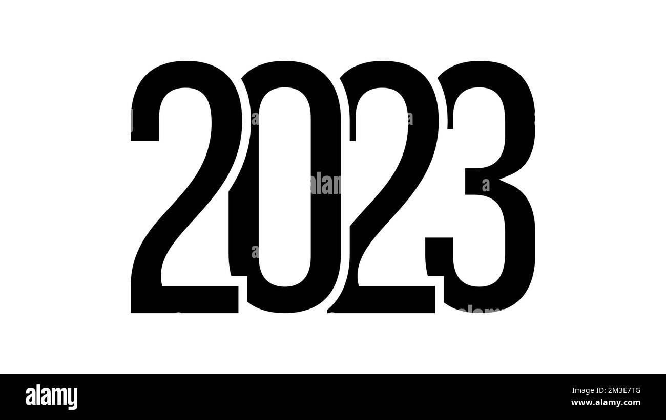 Buon anno 2023 testo design. Buon anno 2023 banner. Il contesto del nuovo anno 2023. 2023 celebrazioni. Modello di design della brochure, scheda, banner. Foto Stock