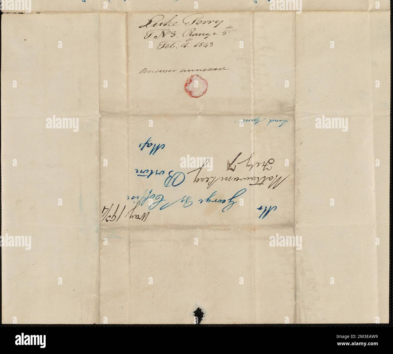 Luke Perry a George Coffin, 1 febbraio 1843 , Vendite pubbliche di terra, Stati Uniti, Massachusetts, Politica e Governo, 1775-1865, Maine, Politica e Governo, 1775-1865, Stati Uniti, Storia, Rivoluzione, 1775-1783, Reclami, Canada, Frontiere, Stati Uniti Foto Stock