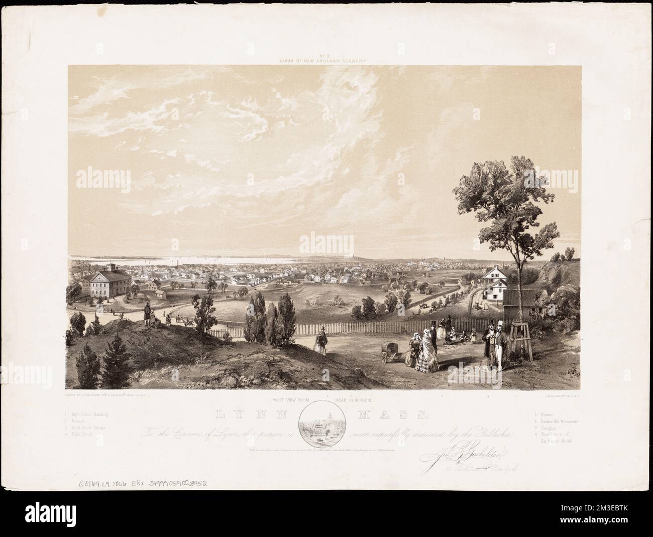 Lynn, Mass [art original] : vista ovest da vicino High Rock , Lynn Mass., edifici, strutture, ecc, Opere pittoriche, Lynn Mass., viste aeree Norman B. Leventhal Map Center Collection Foto Stock