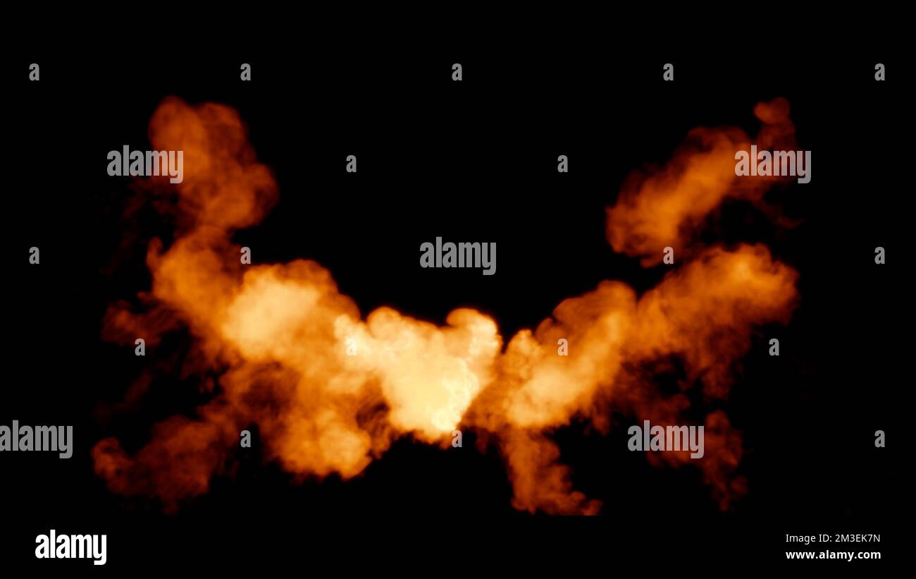 Bruciare fuoco esplosione effetto infernale, isolato - oggetto 3D illustrazione Foto Stock