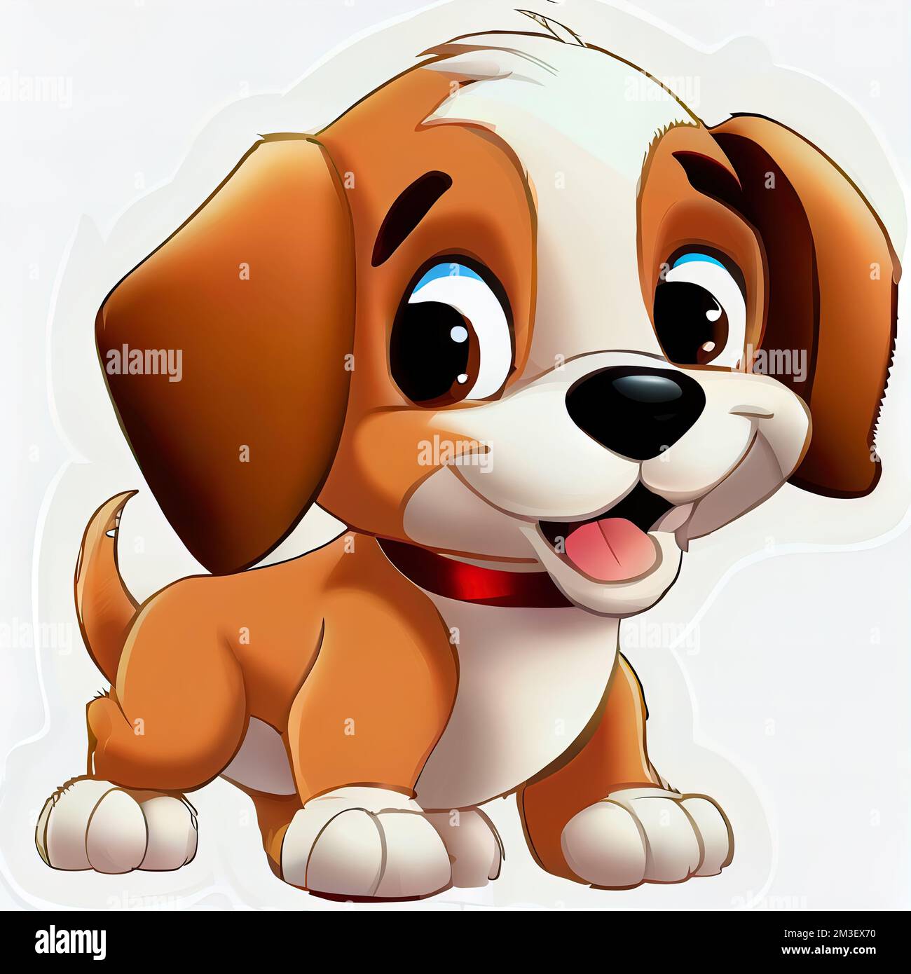 un cane da cartoni animati con un collare rosso e un sorriso sul volto Foto  stock - Alamy
