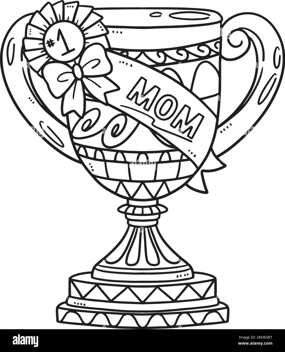 Giorno delle madri Trofeo mamma isolato colorazione pagina Illustrazione Vettoriale