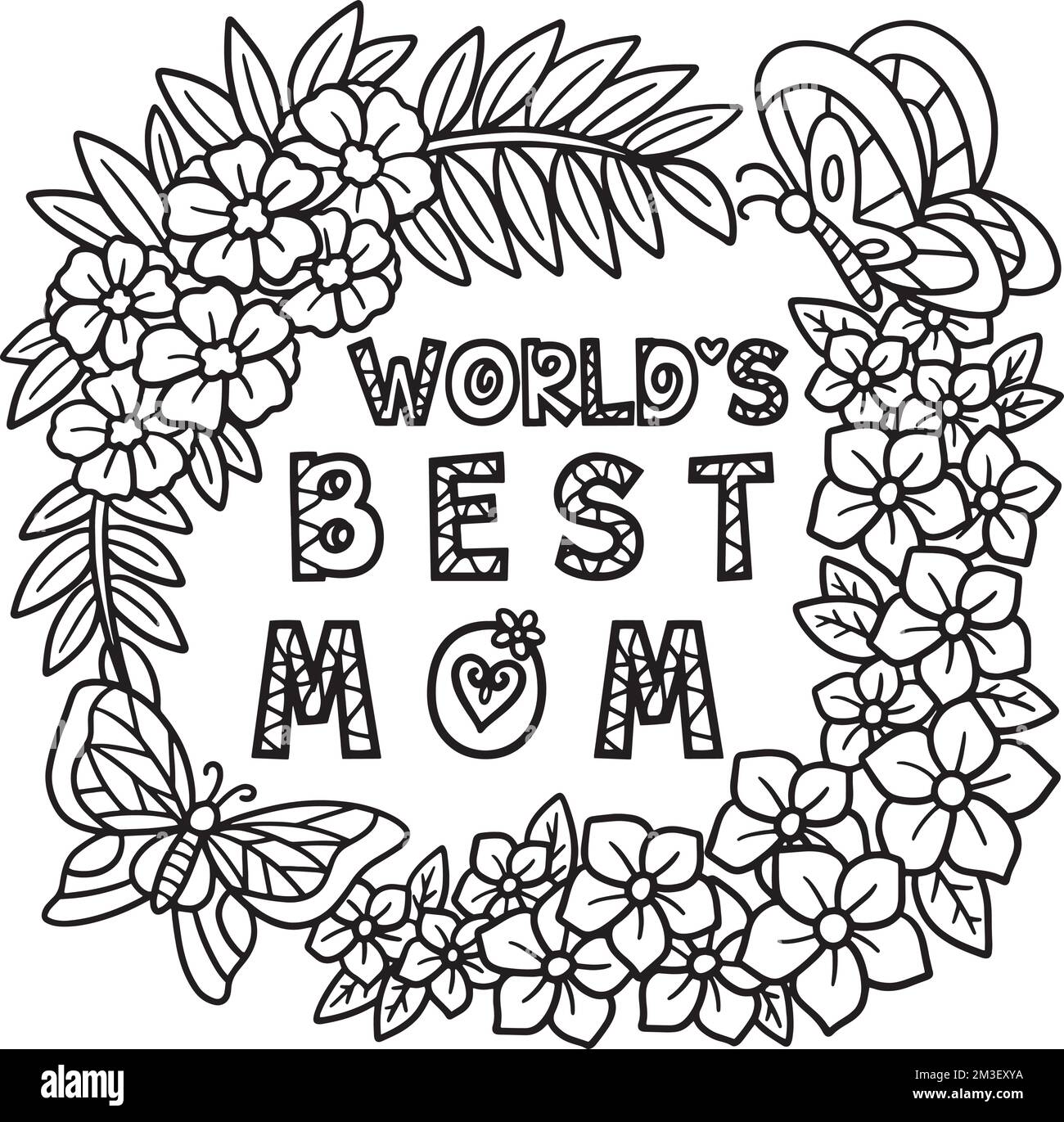 Mamme Day Worlds miglior mamma isolato colorazione Illustrazione Vettoriale