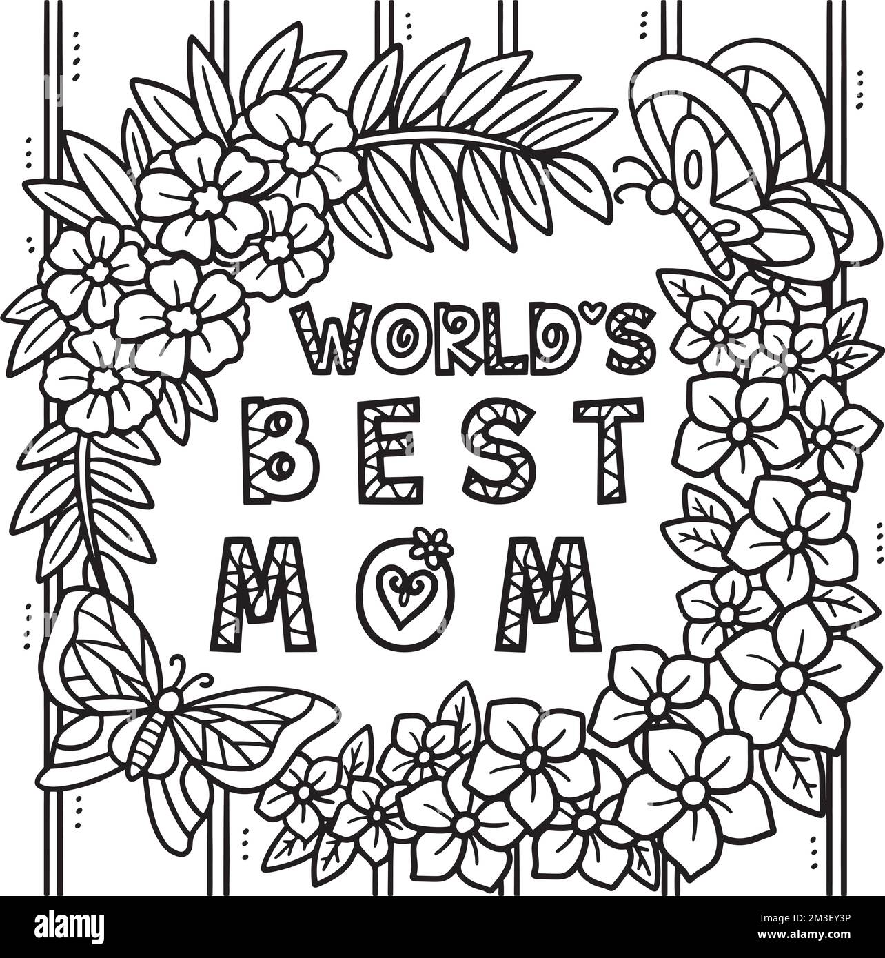 Mamme Day Worlds migliore colorazione della mamma pagina per i bambini Illustrazione Vettoriale