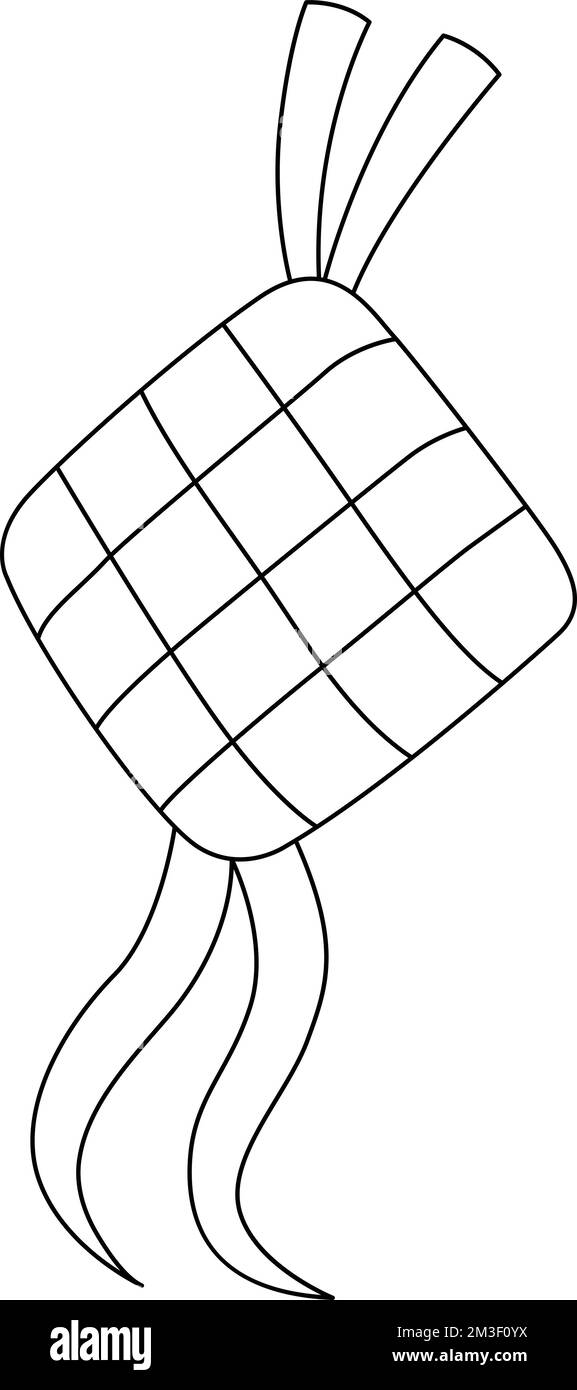 Ketupat isolato colorazione pagina per bambini Illustrazione Vettoriale