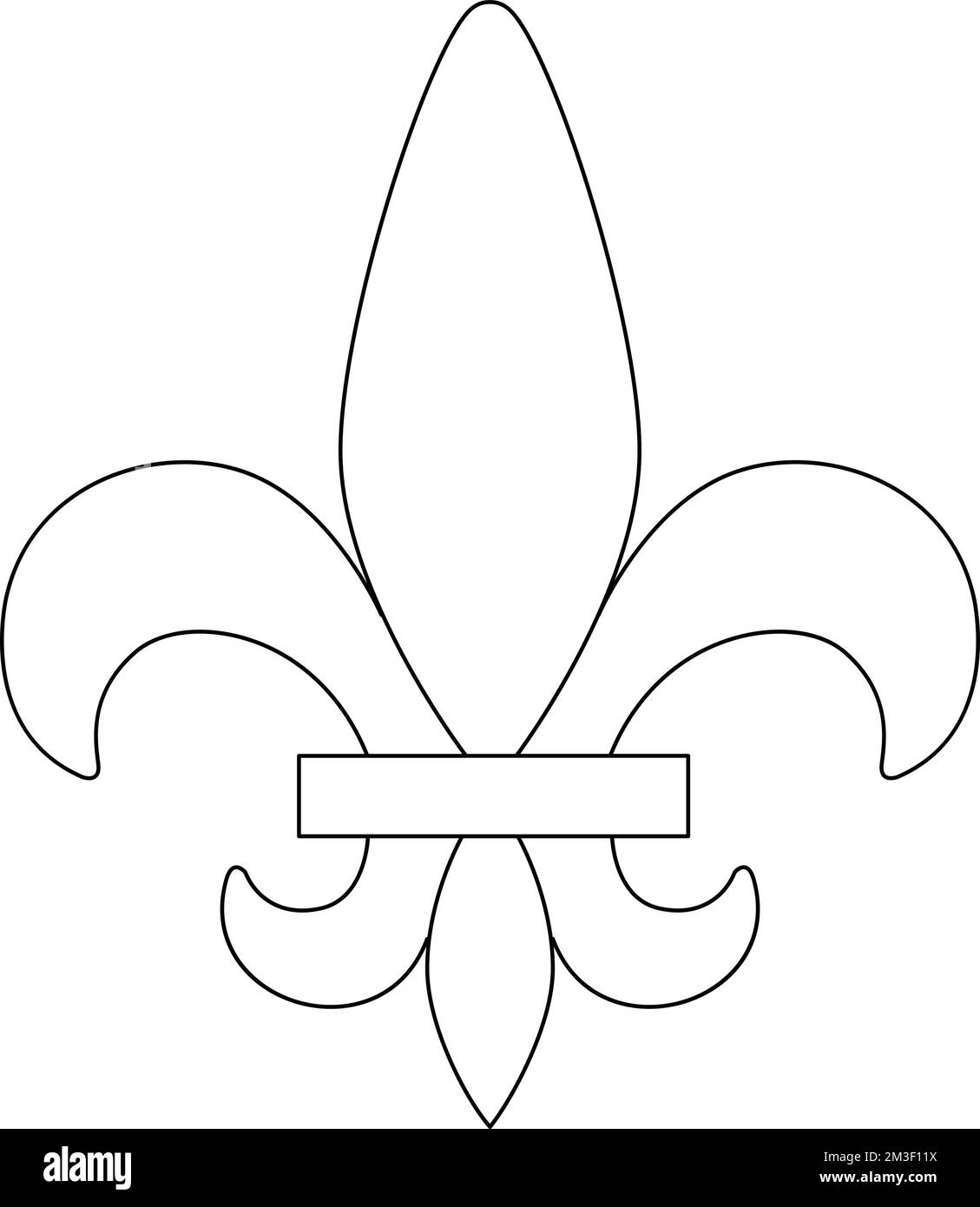 Fleur De Lys simbolo isolato colorazione pagina Illustrazione Vettoriale