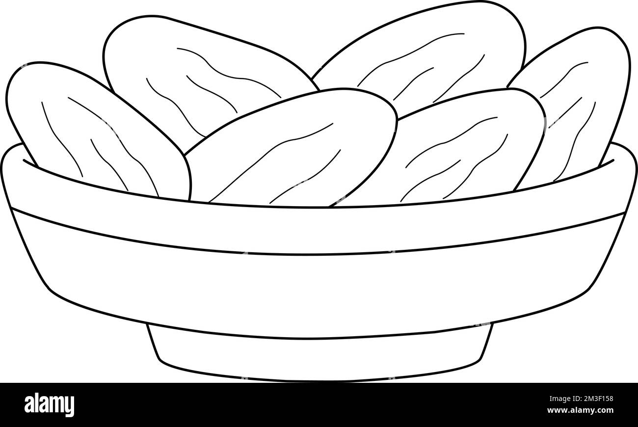 Ramadan Dried Data isolato colorazione pagina per bambini Illustrazione Vettoriale