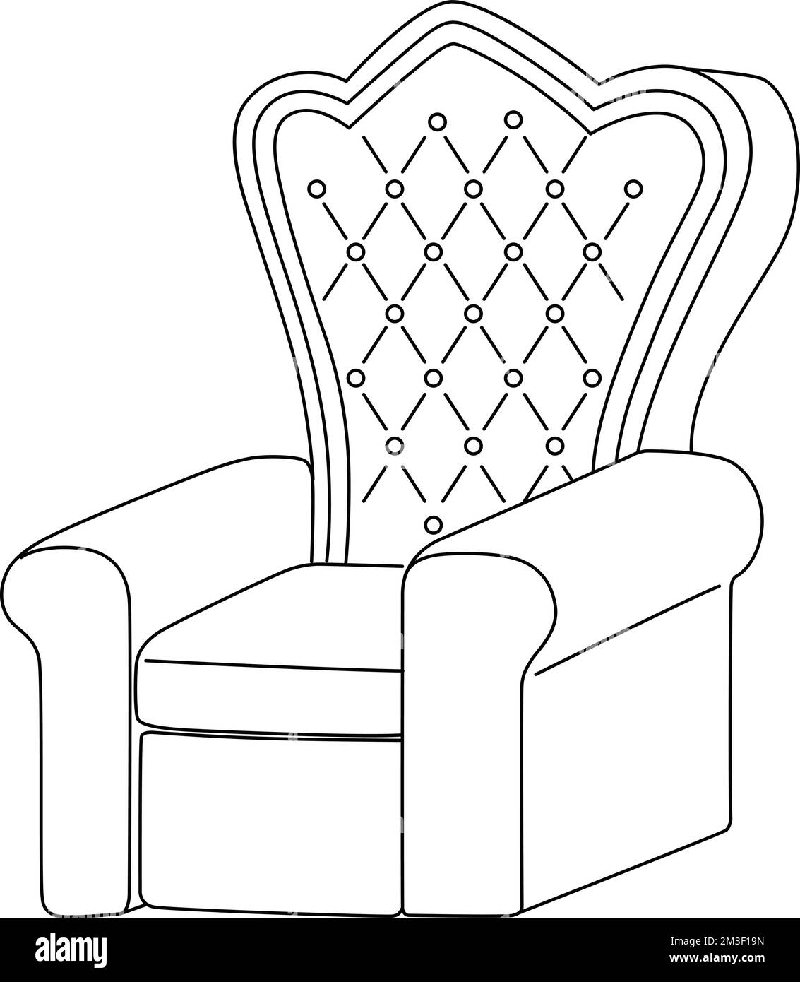Mardi Gras Royal Arm Chair colorazione isolata pagina Illustrazione Vettoriale