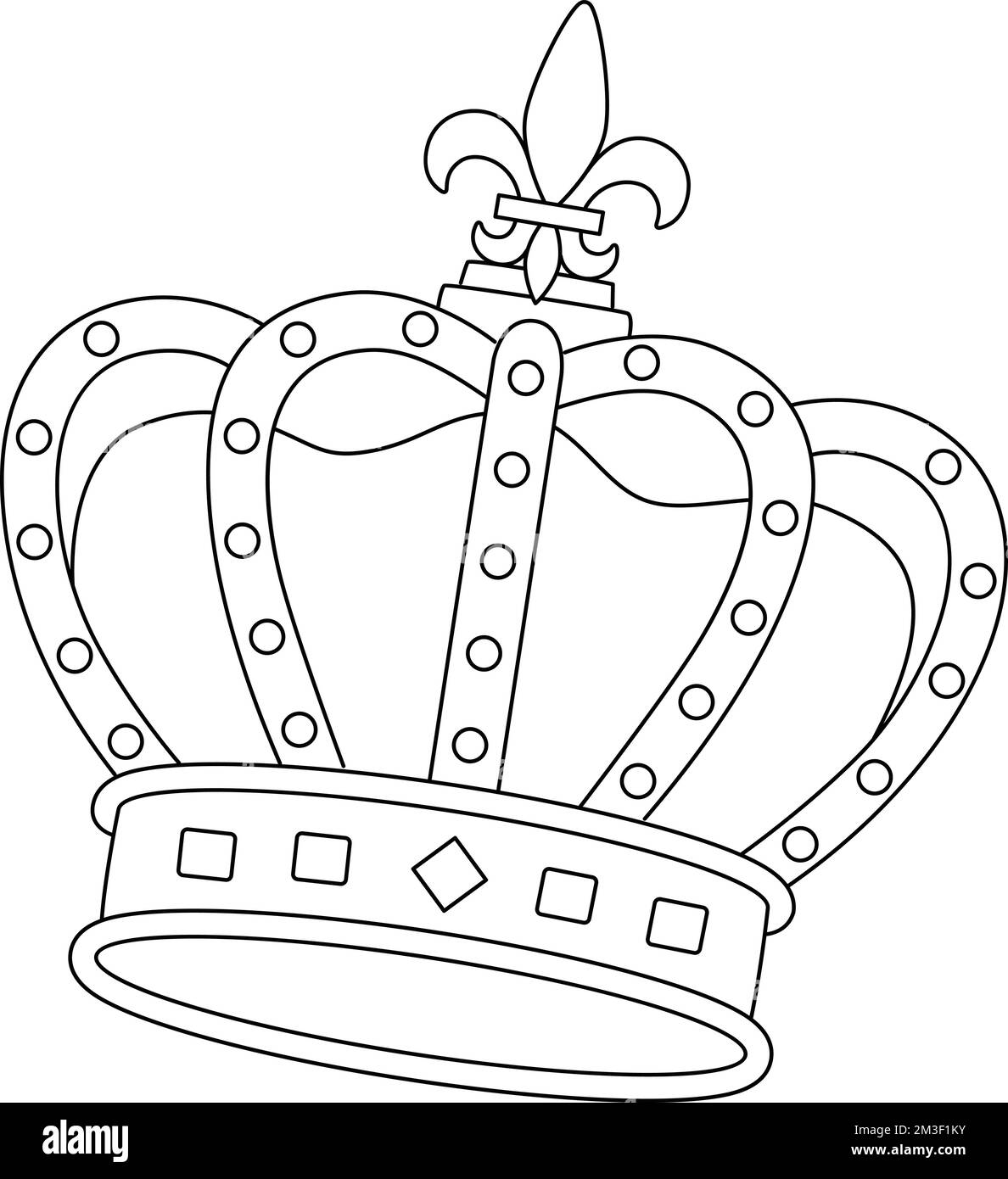 Mardi Gras King Crown Insolated Coloring Page Illustrazione Vettoriale