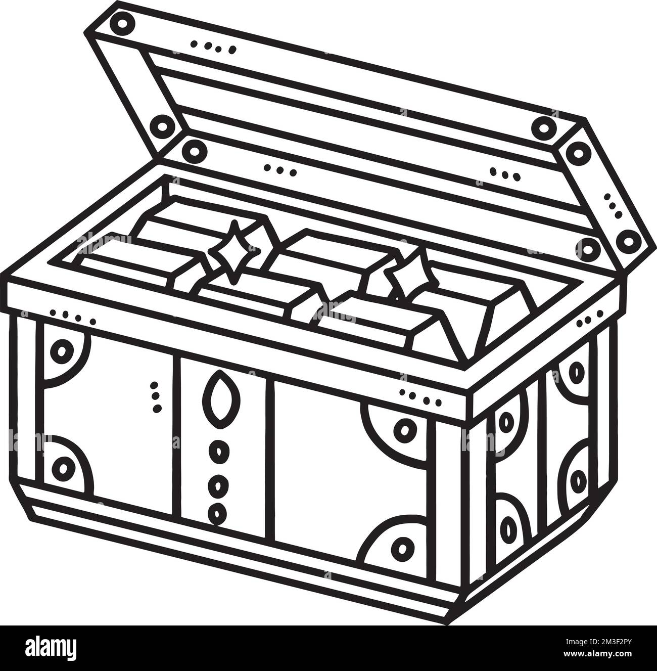 Treasure Gold isolato colorazione pagina per bambini Illustrazione Vettoriale