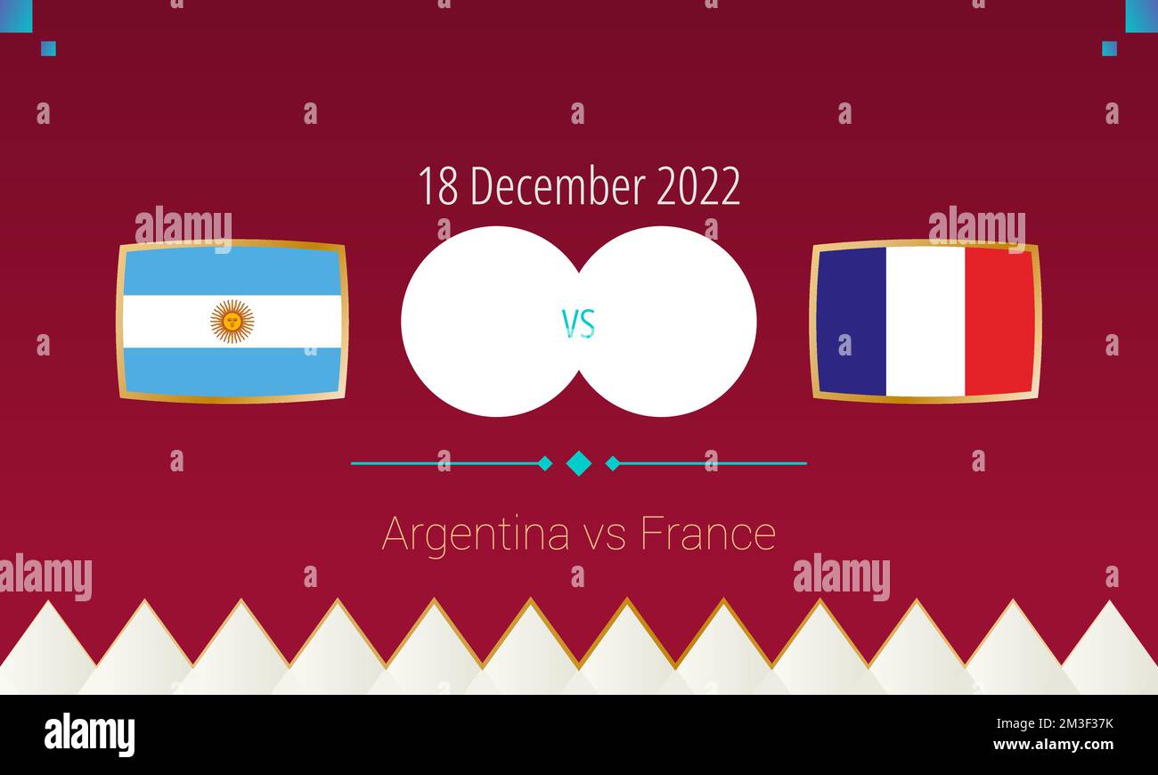 Argentina vs Francia partita di calcio in finale, concorso internazionale di calcio 2022. Icona Versus. Illustrazione Vettoriale