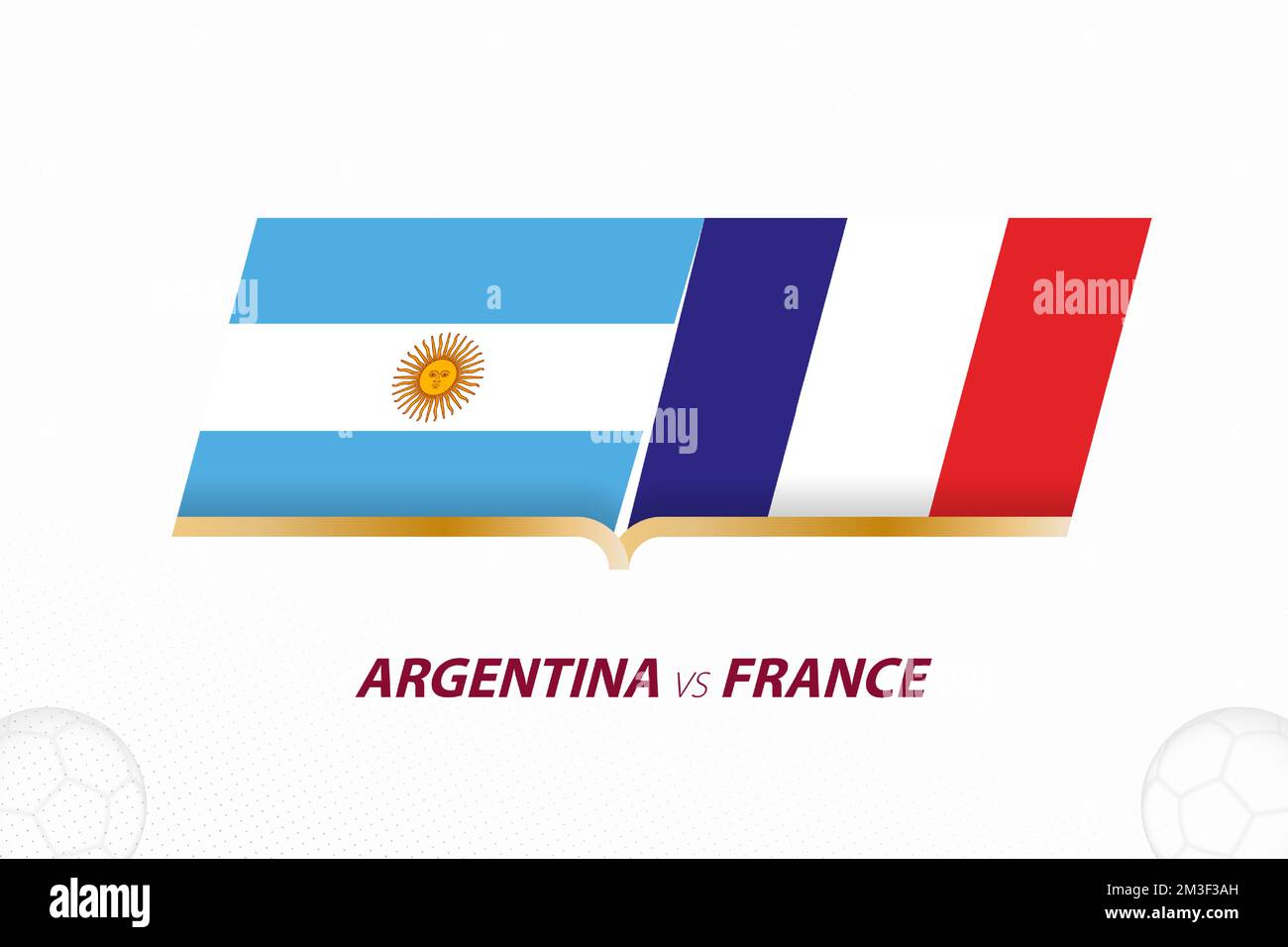 Argentina vs Francia nella competizione calcistica, finale. Icona Versus su sfondo calcio. Icona Sport Vector. Illustrazione Vettoriale