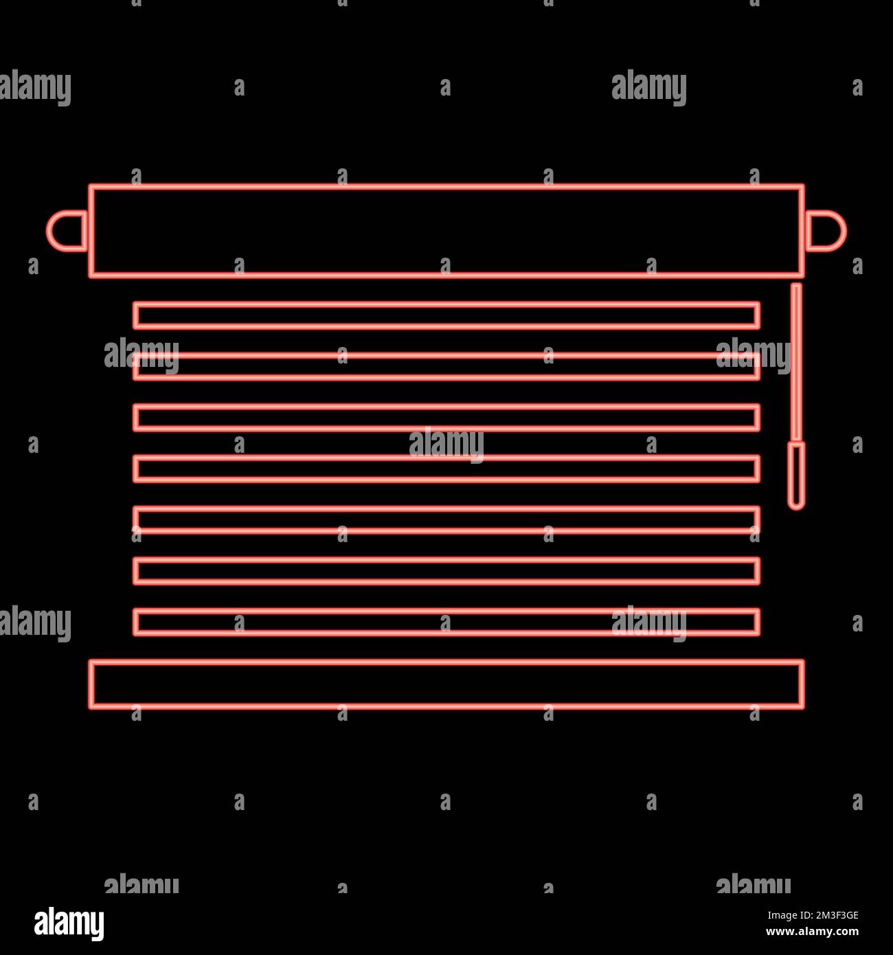 Neon jalousie metallo finestra jalousie per ufficio colore rosso vettore illustrazione immagine piatto stile luce Illustrazione Vettoriale