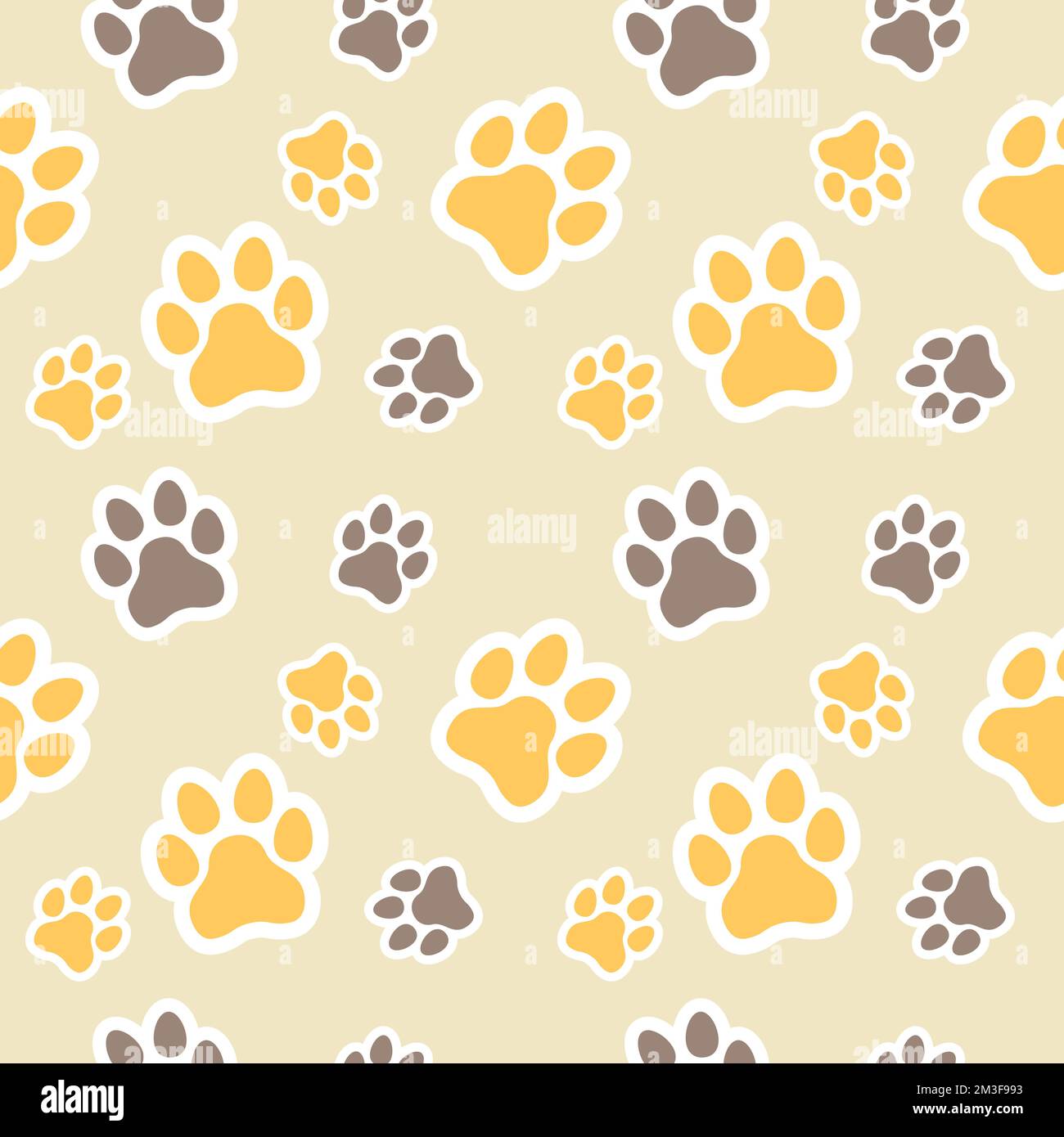 Dog and Cat Paw senza cuciture modello vettoriale doodle astratto sfondo di impronta animale per tessuto, texture e sfondo per la stampa digitale Illustrazione Vettoriale