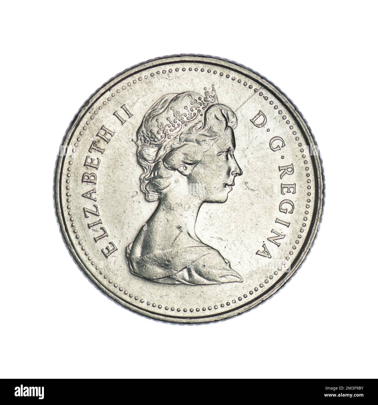 Canada 10 centesimi, 1969-1989 su bianco Foto Stock