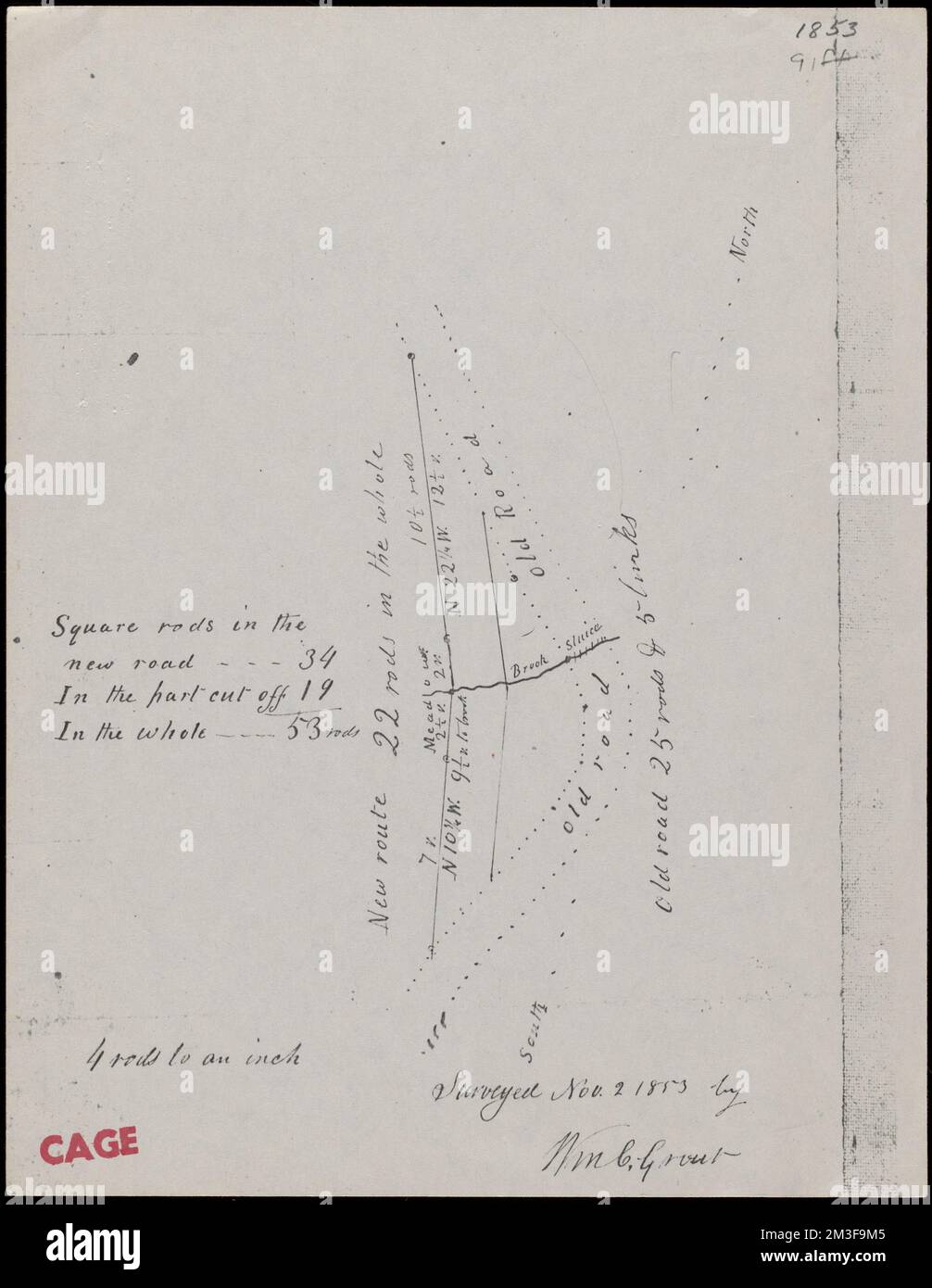 Mappa della "strada Vecchia" e della "strada Nuova", Storia. Mappe e piani storici di Wayland Foto Stock