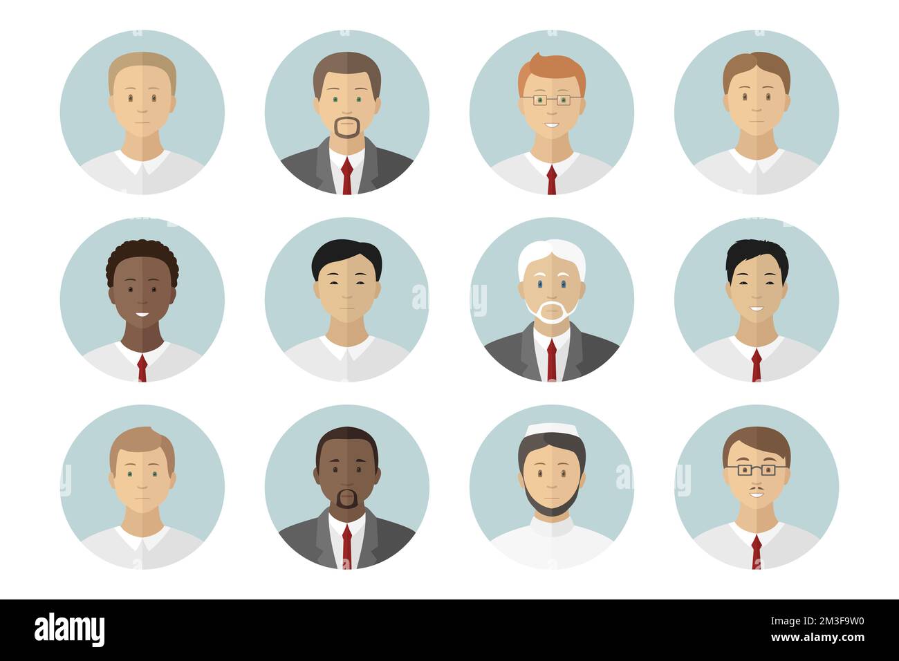 Set di avatar con profilo maschio. Illustrazione vettoriale. Illustrazione Vettoriale