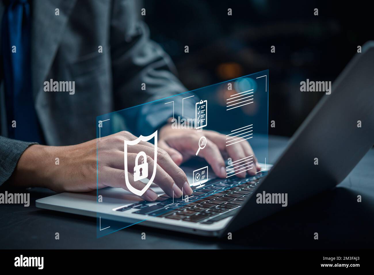 Autenticazione degli utenti sicurezza informatica sicurezza delle informazioni e crittografia, tecnologia dati personali online.computer firewall di sistema e sicurezza Internet Foto Stock