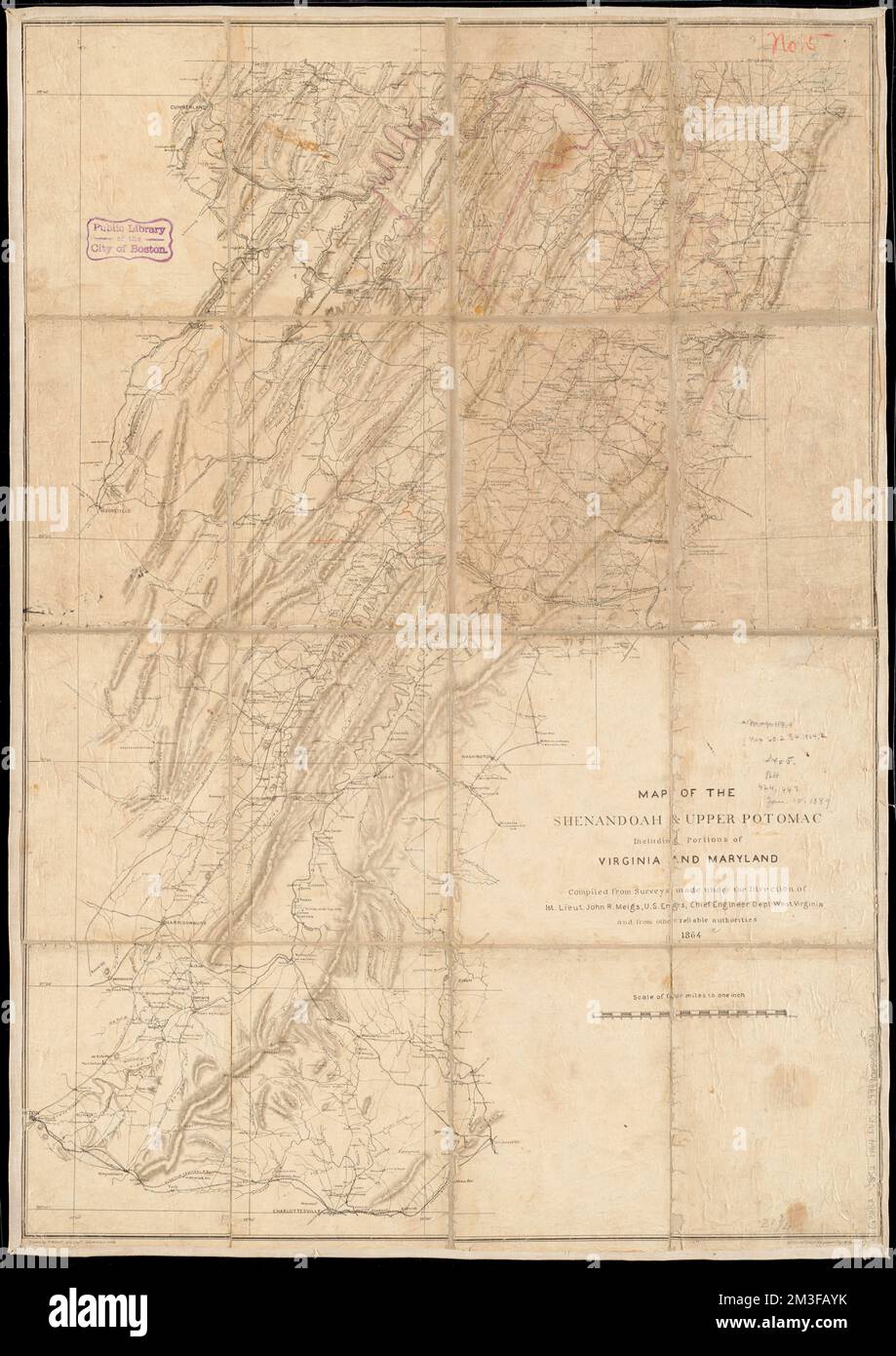 Mappa del Shenandoah & Upper Potomac comprese porzioni di Virginia e Maryland, Shenandoah River Valley Virginia e W. Virginia, Storia, Guerra civile, 1861-1865, Mappe, Virginia, Storia, Guerra civile, 1861-1865, Mappe, Maryland, Storia, Guerra civile, 1861-1865, Mappe Norman B. Leventhal Map Center Collection Foto Stock