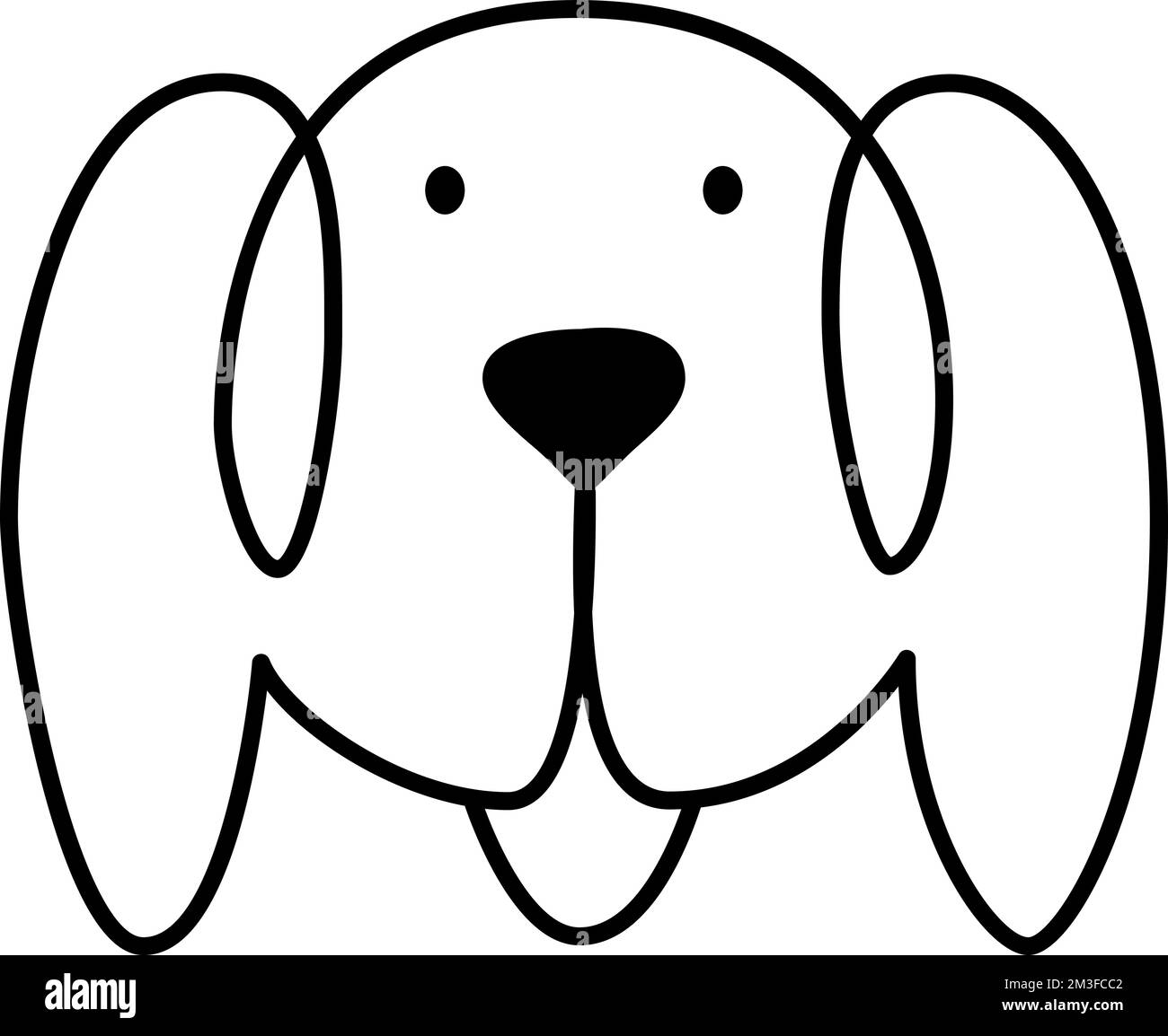 Logo Vector One Line Dog. Grazioso animale domestico minimalista in stile astratto disegnato a mano. Illustrazione grafica su sfondo nero. Design eccellente per qualsiasi scopo Illustrazione Vettoriale