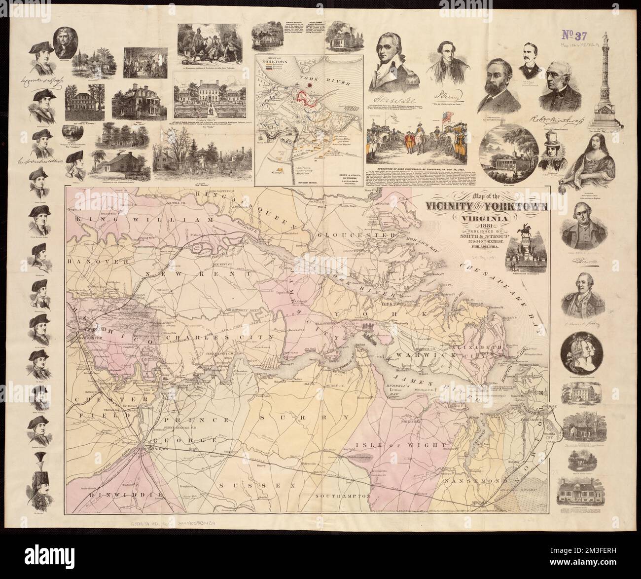 Mappa delle vicinanze di Yorktown, Virginia, 1881 , Yorktown va, Mappe, Yorktown, Virginia, Storia, Assedio, 1781, Mappe, Virginia, Mappe, Stati Uniti, Storia, Rivoluzione, 1775-1783, Mappe Norman B. Leventhal Map Center Collection Foto Stock