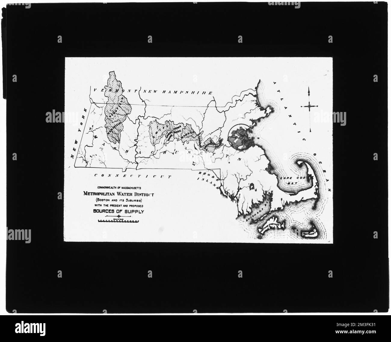 Maps, Metropolitan Water District (Boston e i suoi sobborghi), con le fonti di approvvigionamento presenti e proposte, Mass., ca. 1895 , opere d'acqua, serbatoi strutture di distribuzione dell'acqua, mappe degli spartiacque Foto Stock Maps, Metropolitan Water District (Boston e i suoi sobborghi), con le fonti di approvvigionamento presenti e proposte, Mass., ca. 1895 , opere d'acqua, serbatoi strutture di distribuzione dell'acqua, mappe degli spartiacque Foto Stock