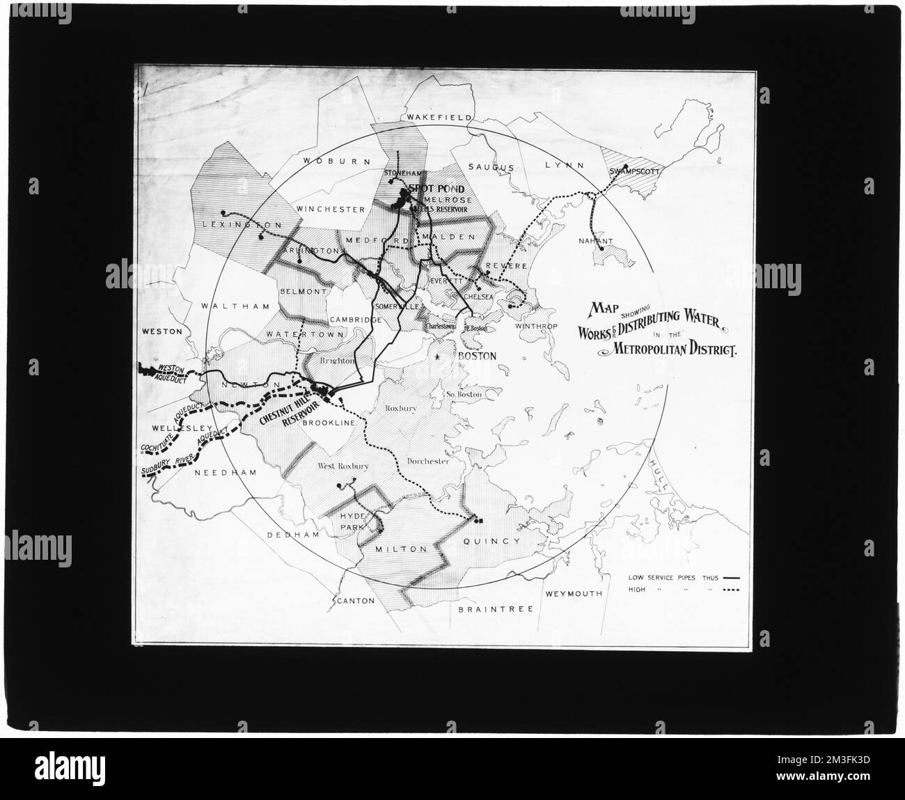 Mappe, Mappa che mostra opere per la distribuzione di acqua nel Distretto Metropolitano, Mass., ca. 1915 , opere d'acqua, mappe ingegneristiche Foto Stock Mappe, Mappa che mostra opere per la distribuzione di acqua nel Distretto Metropolitano, Mass., ca. 1915 , opere d'acqua, mappe ingegneristiche Foto Stock
