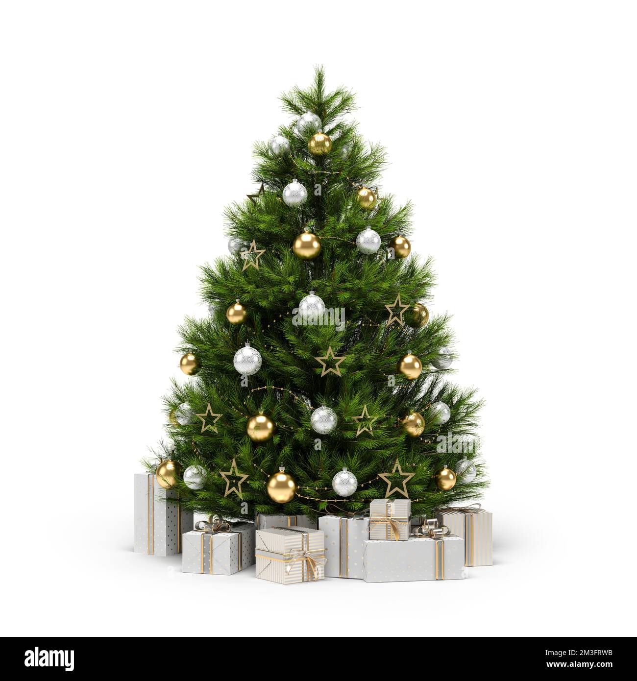 Alberi di Natale isolati su sfondo bianco Foto Stock