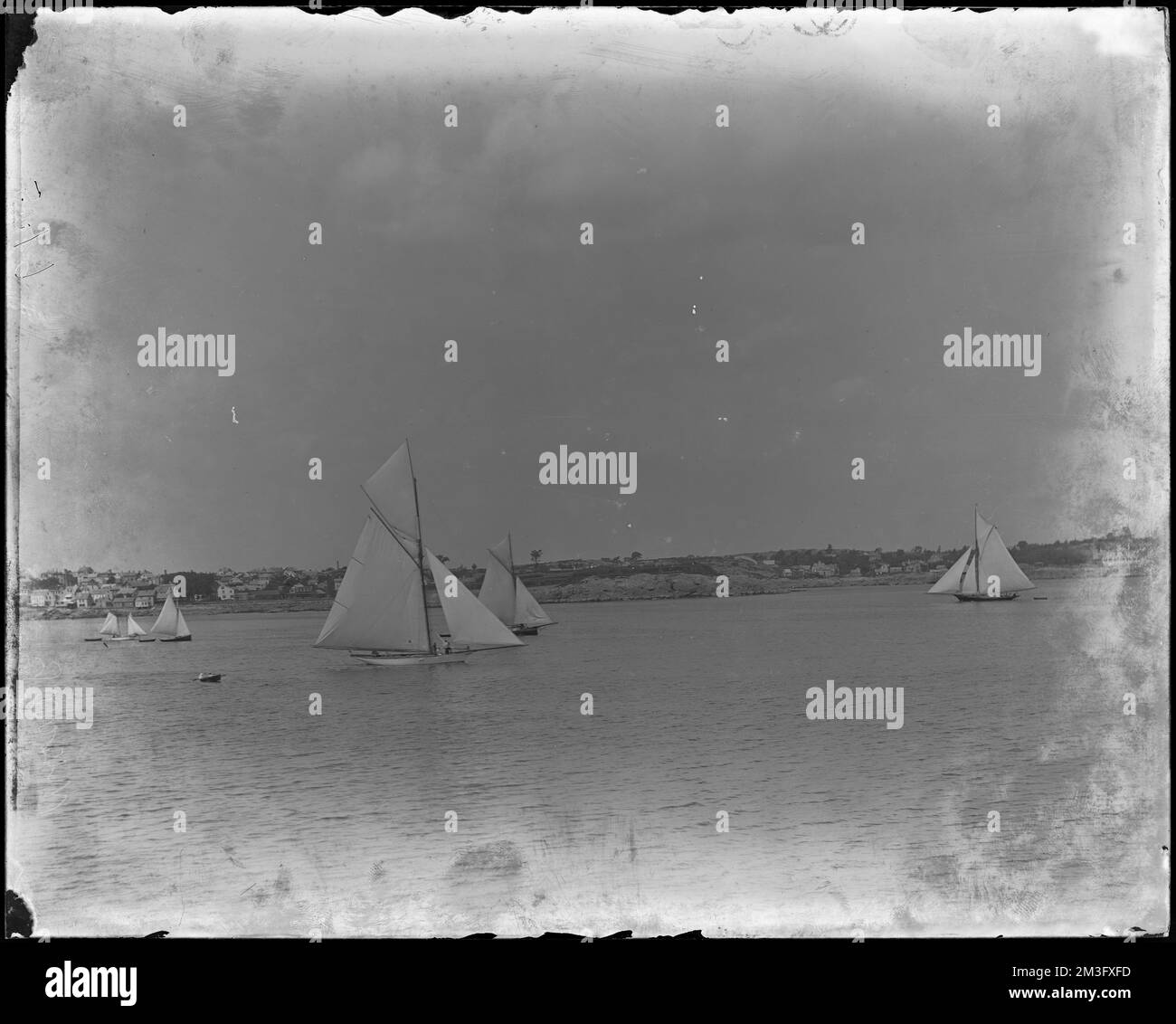 Marblehead, gara di yacht, viste, giovedì 16 luglio, 1891 , Yacht racing, Barche. Frank Cousins Collezione di negativi in lastra di vetro Foto Stock
