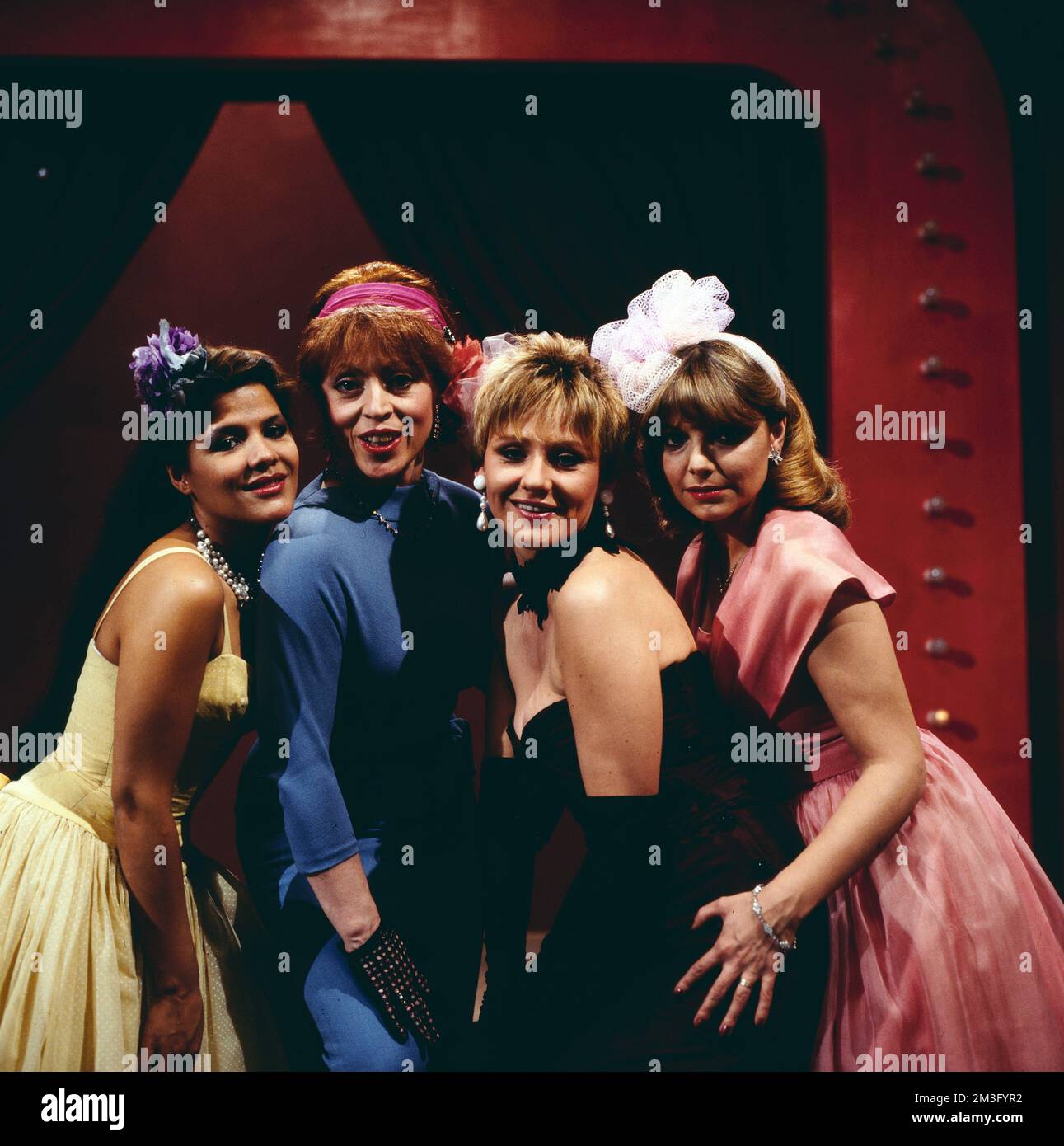 The Hornettes, deutsche Pop Musik Gesangsgruppe, TV-Auftritt, Deutschland, 1985. The Hornettes, gruppo vocale di musica pop tedesca, performance televisiva, Germania, 1985. Foto Stock